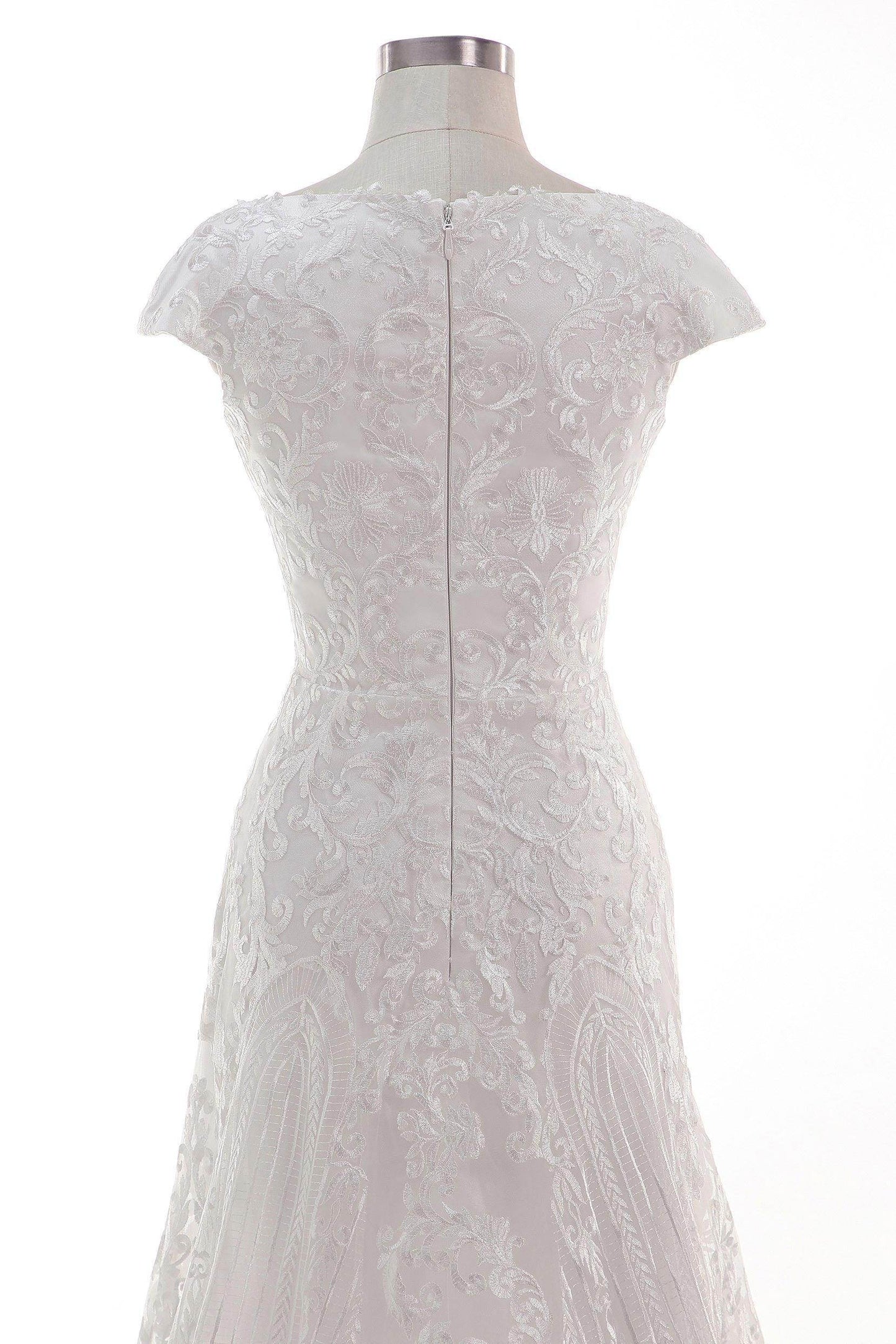 Sheath-Column Sweep Train Tulle Lace Wedding Dress CW2457 - COCOMELODY