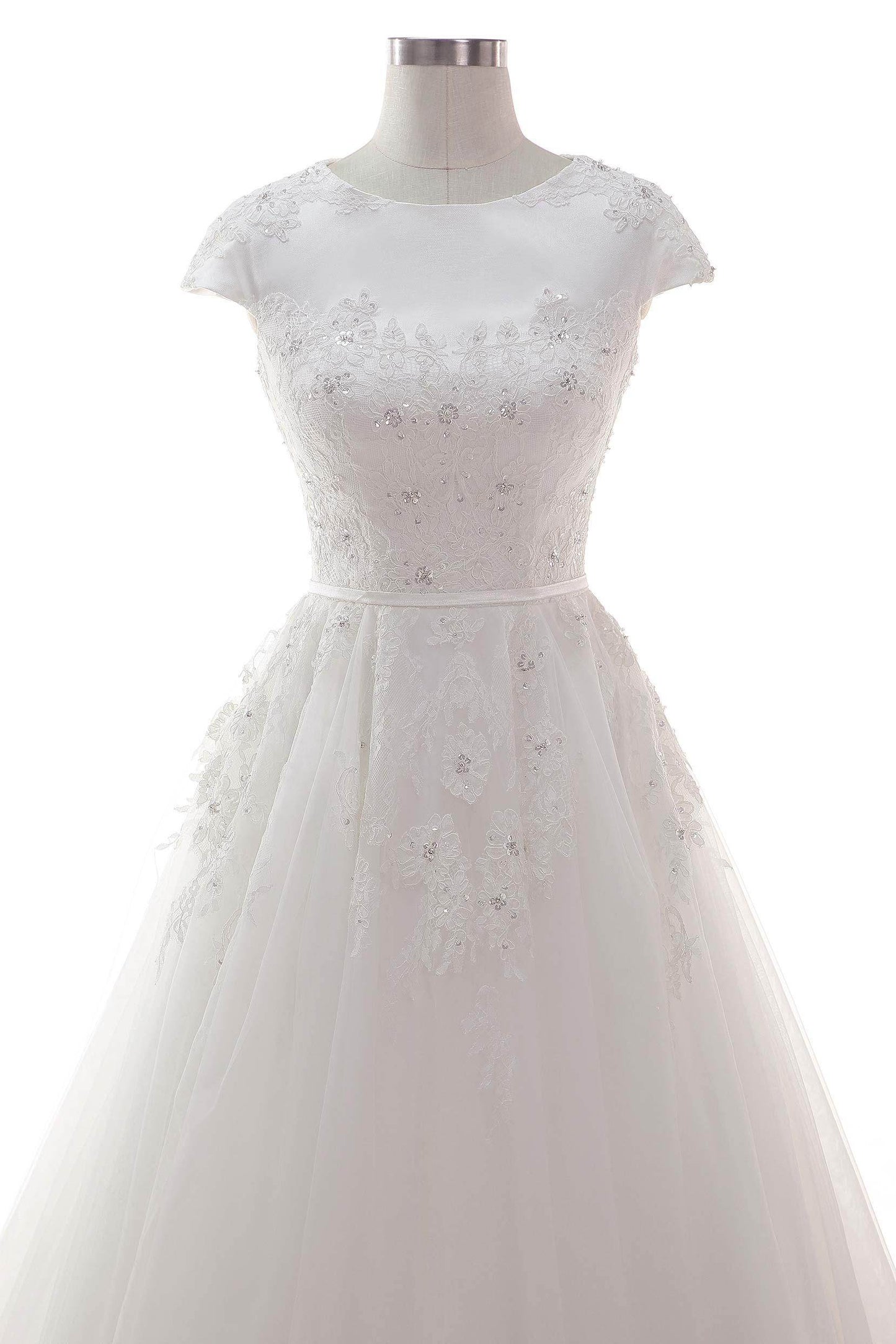 A-Line Court Train Tulle Lace Wedding Dress CW2458 - COCOMELODY