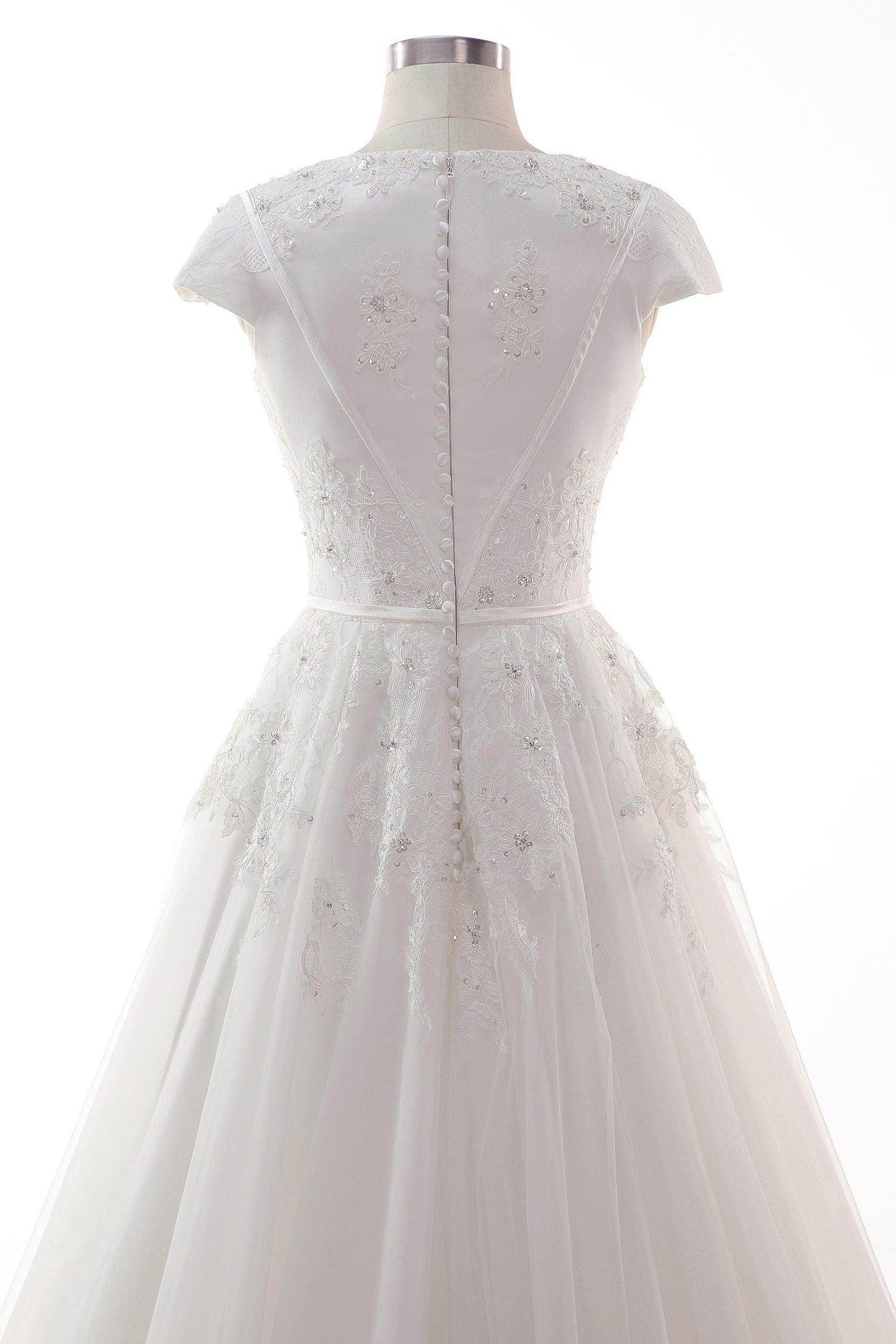 A-Line Court Train Tulle Lace Wedding Dress CW2458 - COCOMELODY
