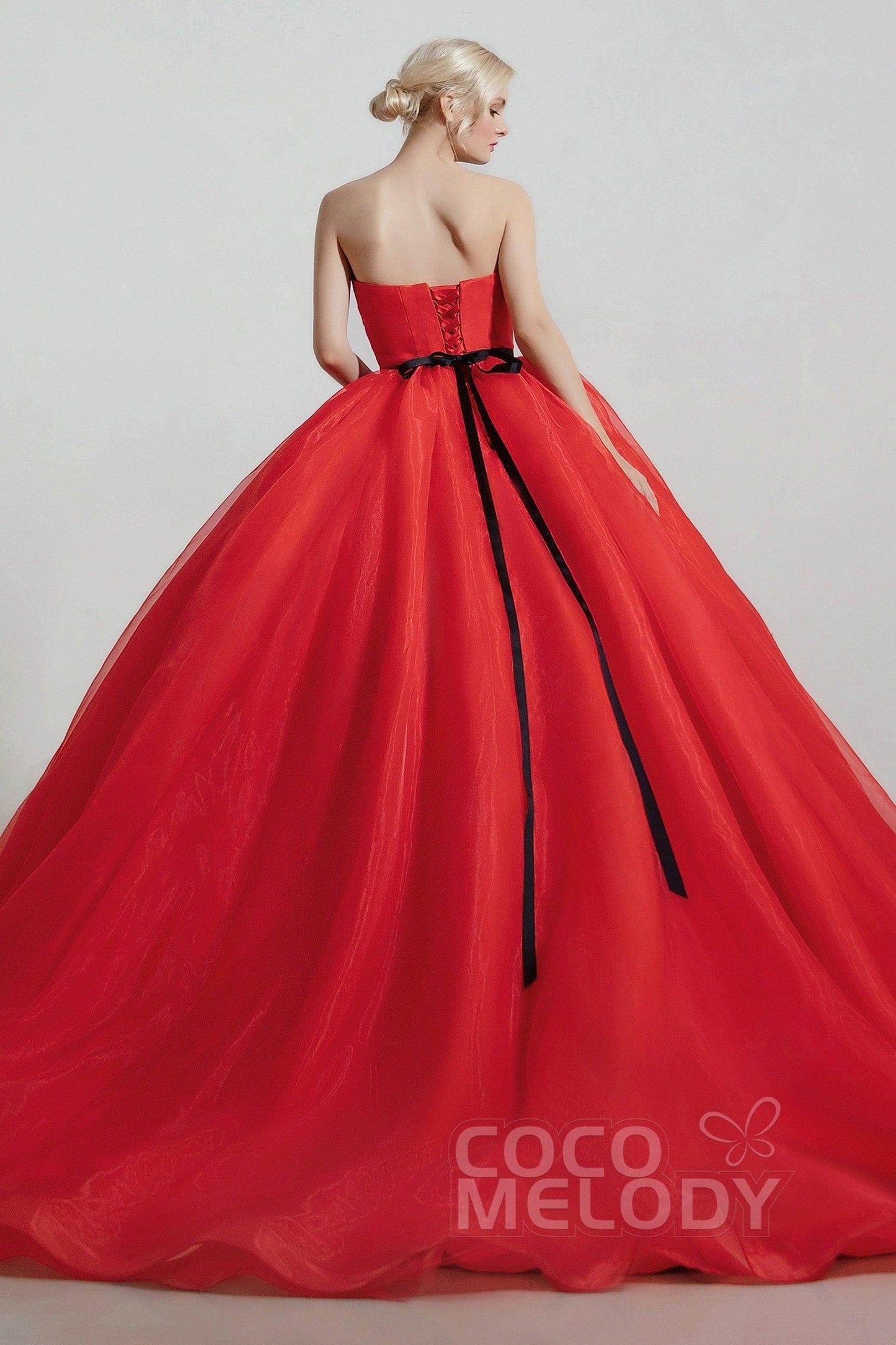 Princess Organza Elastic Satin Wedding Dress CW2096 - COCOMELODY