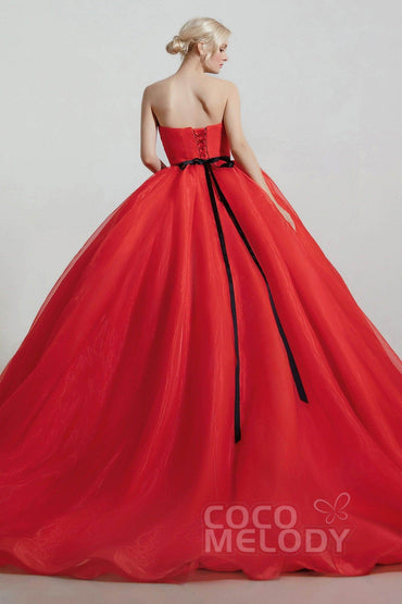 Princess Organza Elastic Satin Wedding Dress CW2096 - COCOMELODY