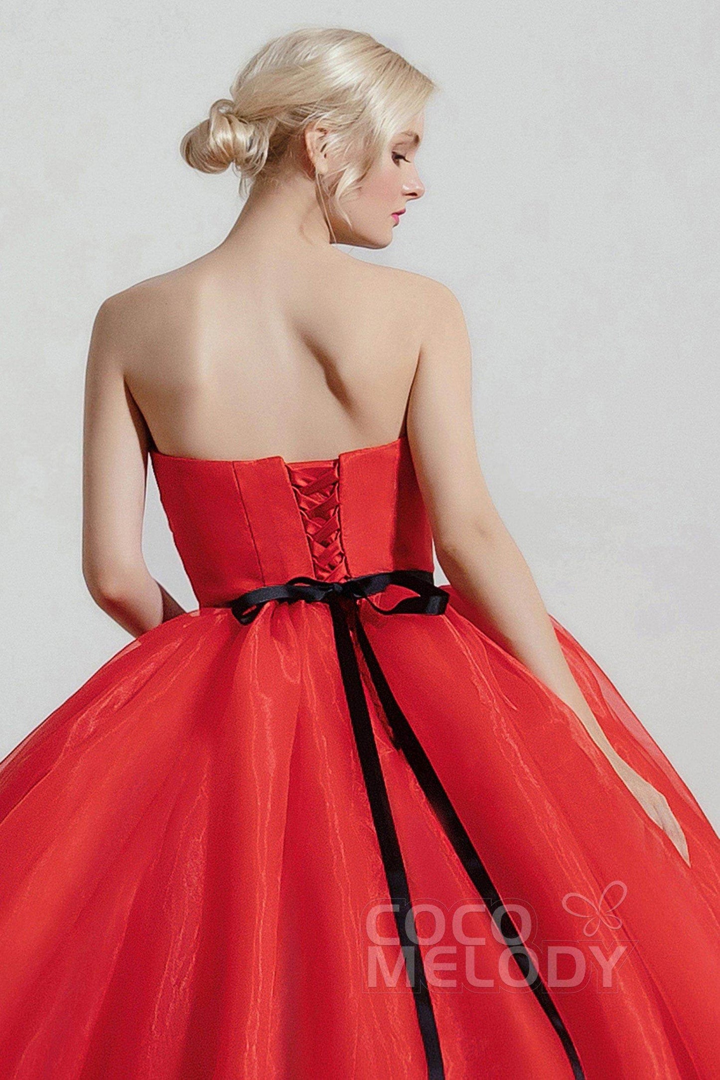 Princess Organza Elastic Satin Wedding Dress CW2096 - COCOMELODY