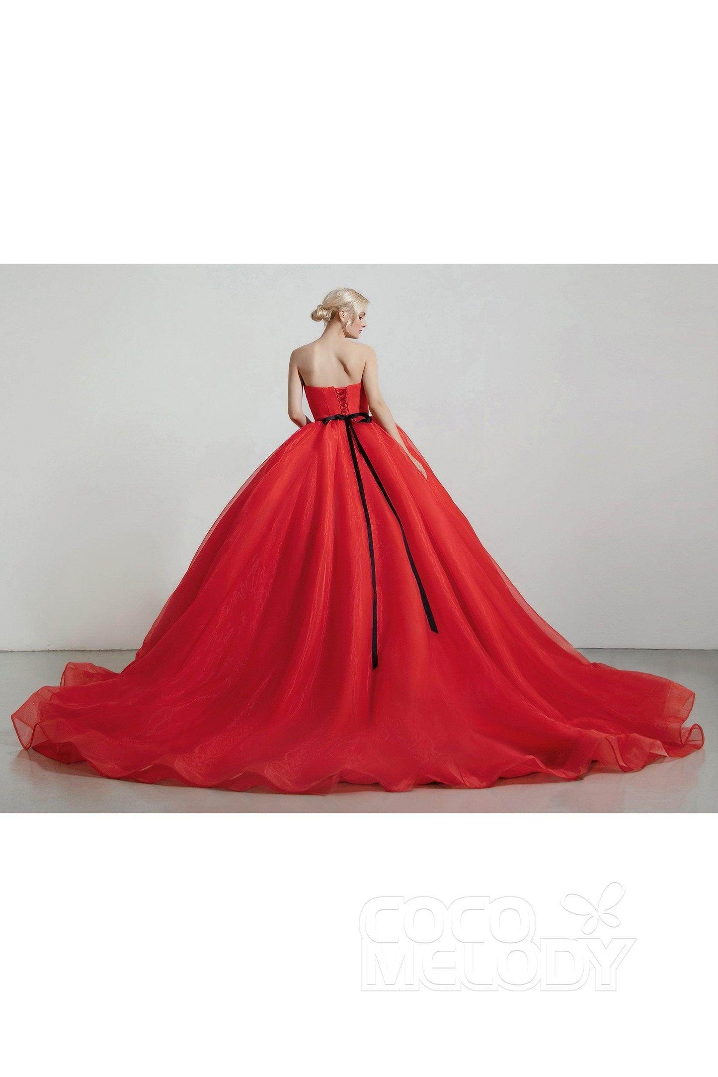 Princess Organza Elastic Satin Wedding Dress CW2096 - COCOMELODY