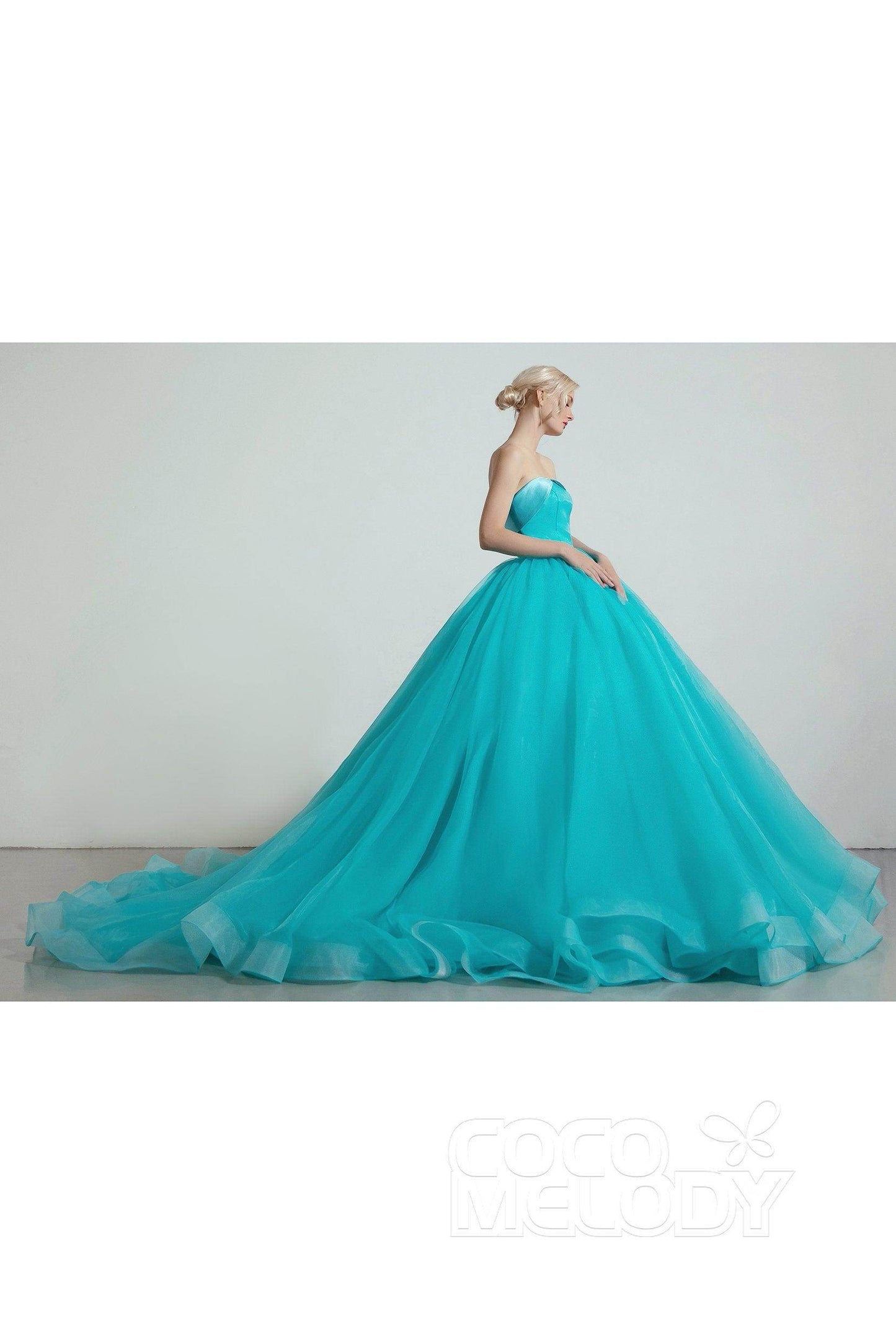 Princess Organza Elastic Satin Wedding Dress CW2097 - COCOMELODY