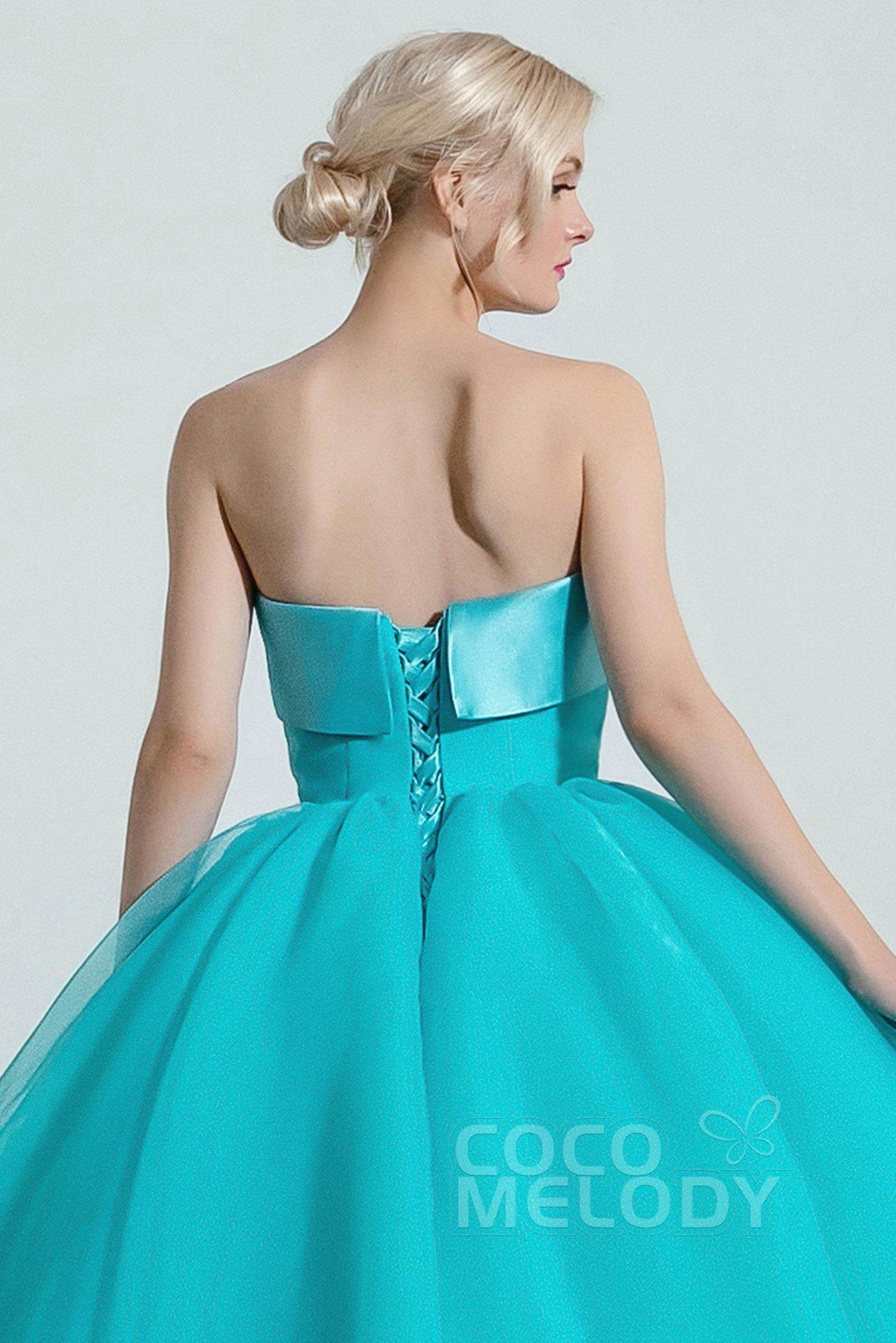 Princess Organza Elastic Satin Wedding Dress CW2097 - COCOMELODY