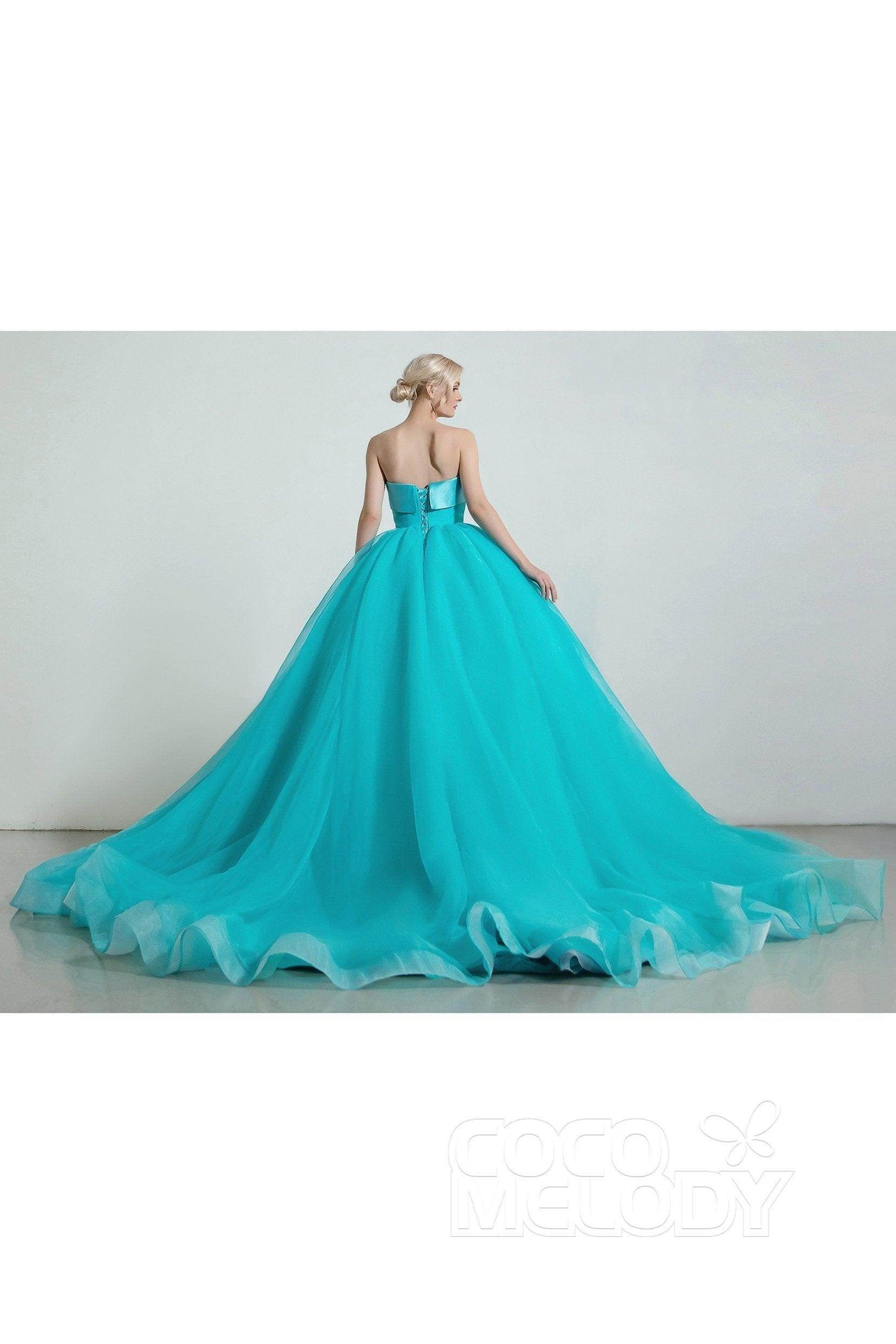 Princess Organza Elastic Satin Wedding Dress CW2097 - COCOMELODY