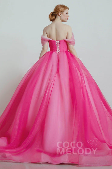 Princess Court Train Organza and Satin Wedding Dress CW2099 - COCOMELODY