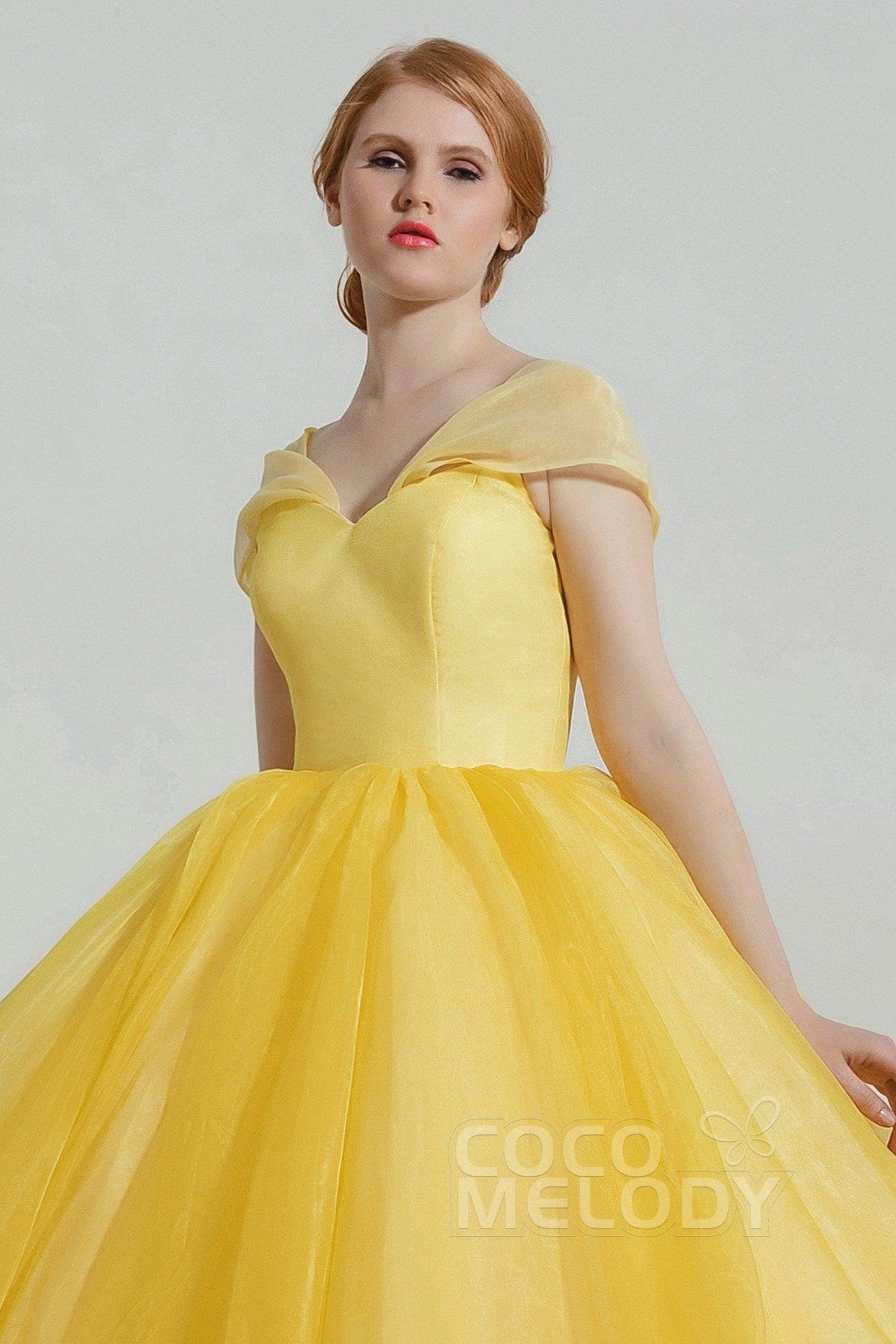 Princess Court Train Organza and Satin Wedding Dress CW2100 - COCOMELODY