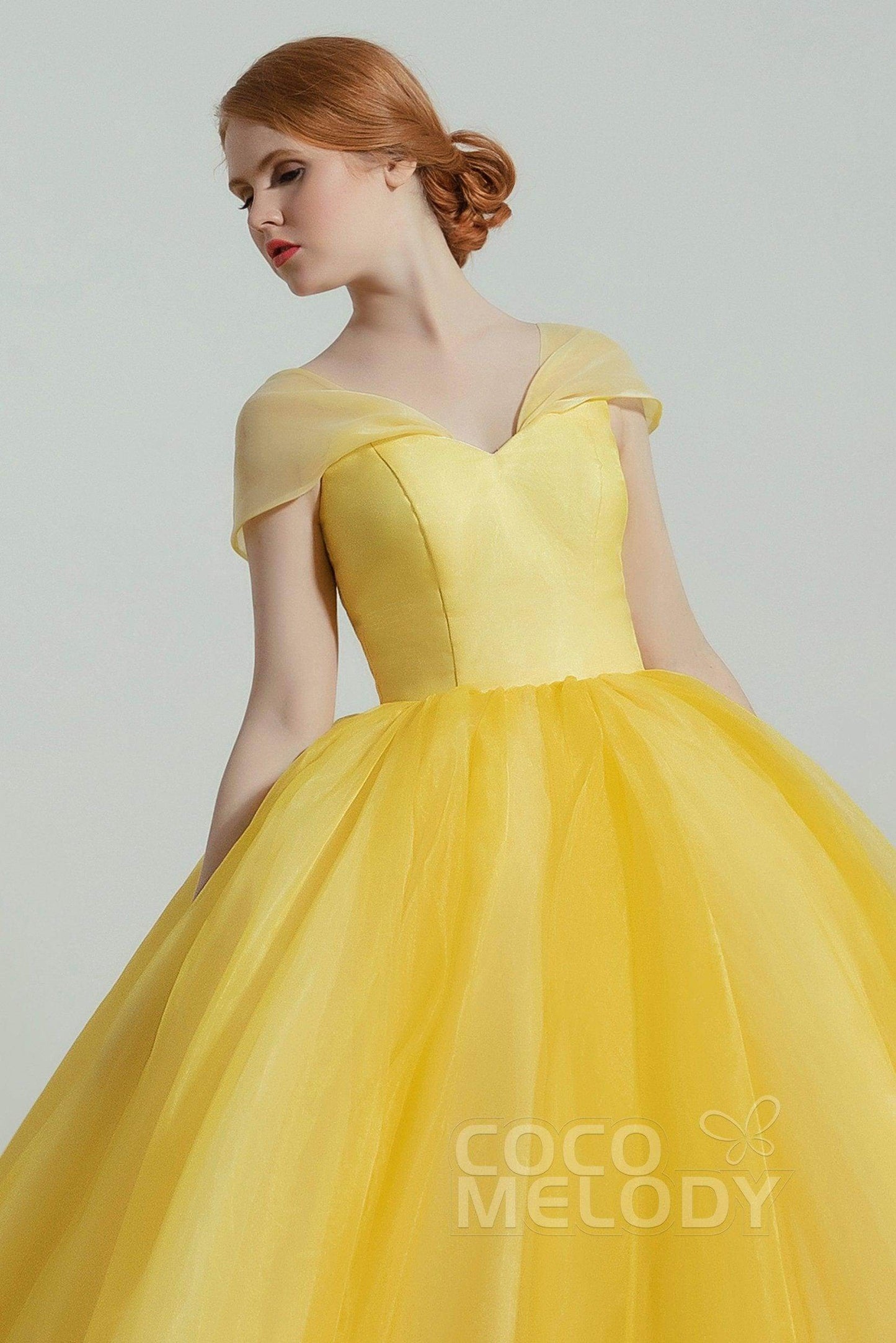 Princess Court Train Organza and Satin Wedding Dress CW2100 - COCOMELODY