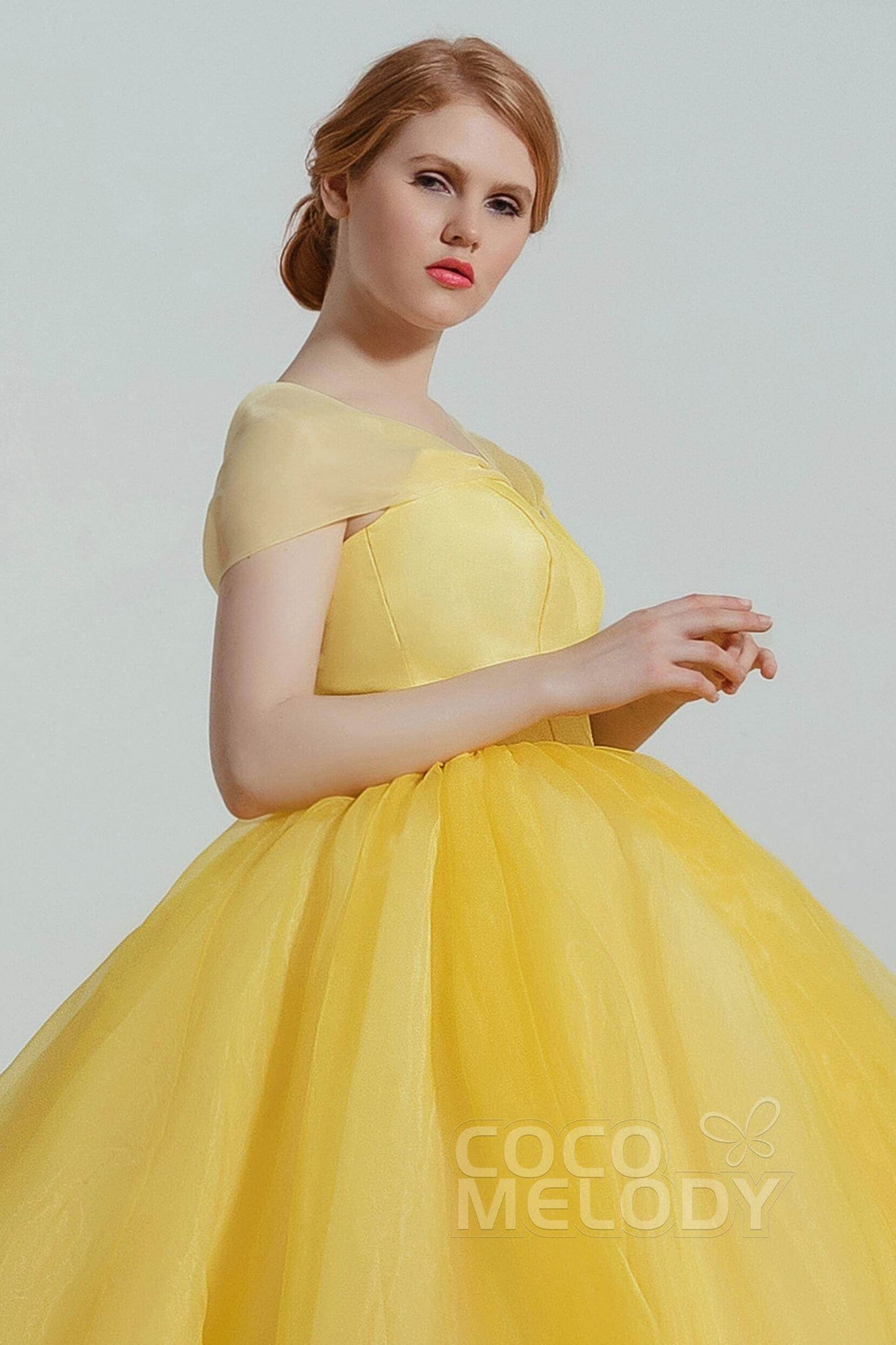 Princess Court Train Organza and Satin Wedding Dress CW2100 - COCOMELODY