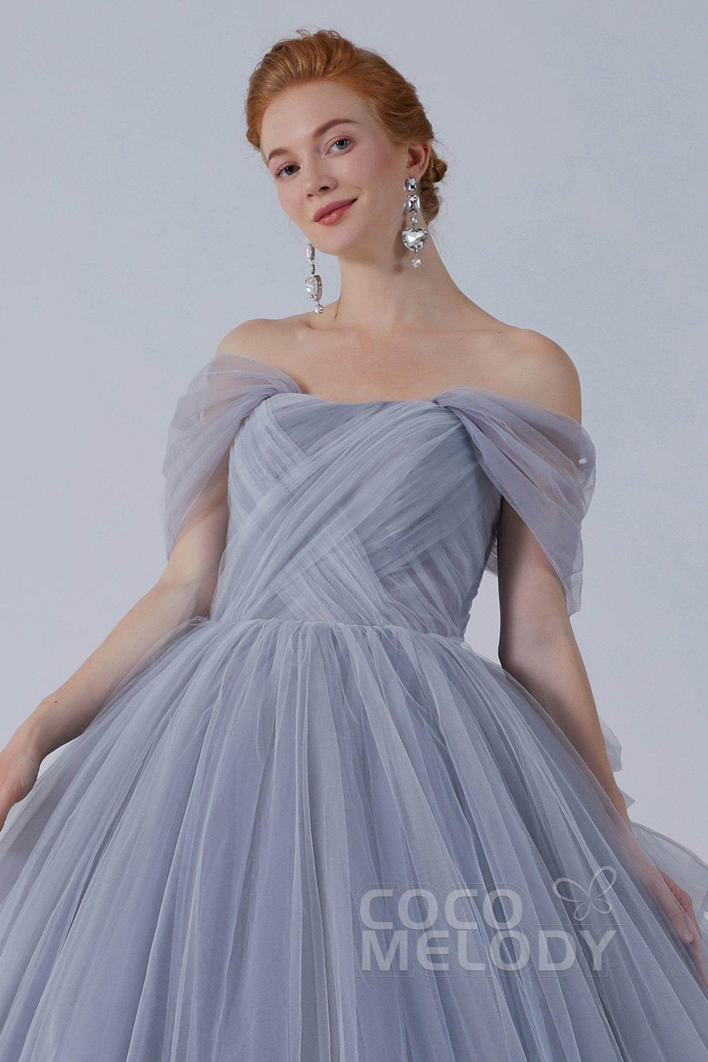 Ball Gown Court Train Tulle Wedding Dress CW2103 - COCOMELODY