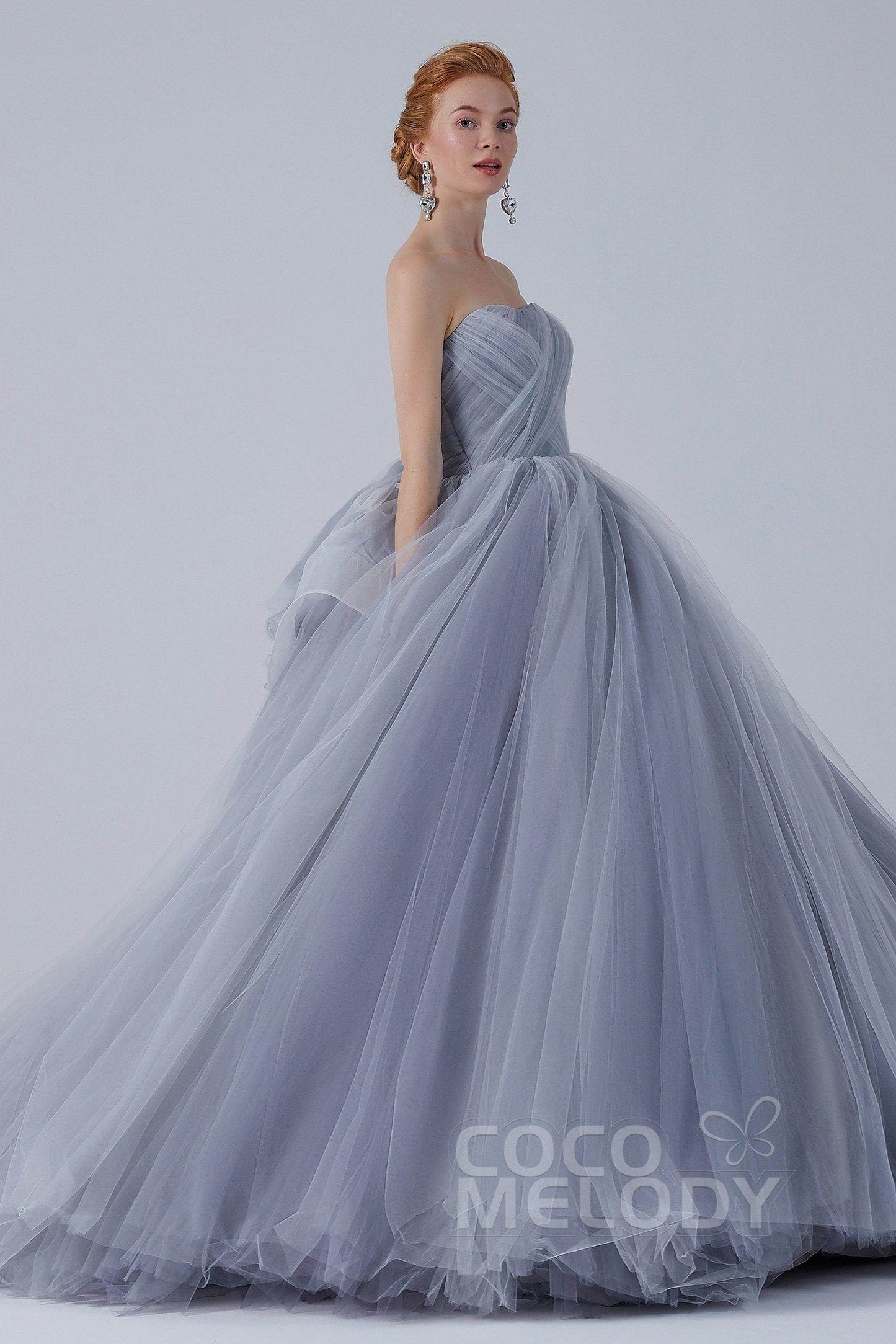 Ball Gown Court Train Tulle Wedding Dress CW2103 - COCOMELODY