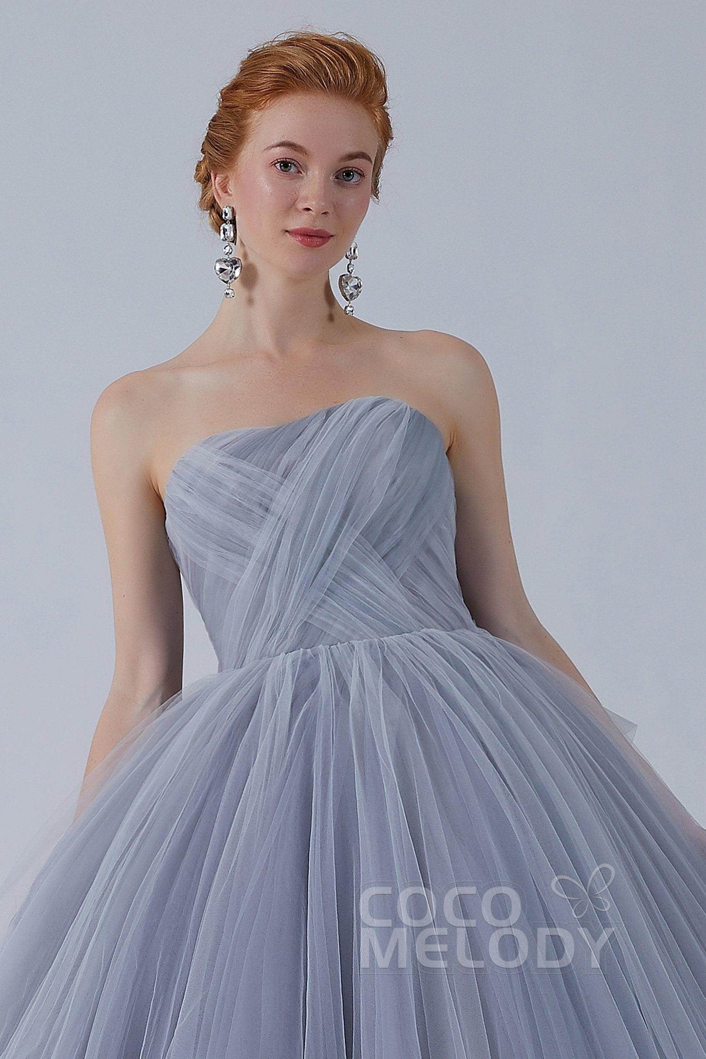 Ball Gown Court Train Tulle Wedding Dress CW2103 - COCOMELODY