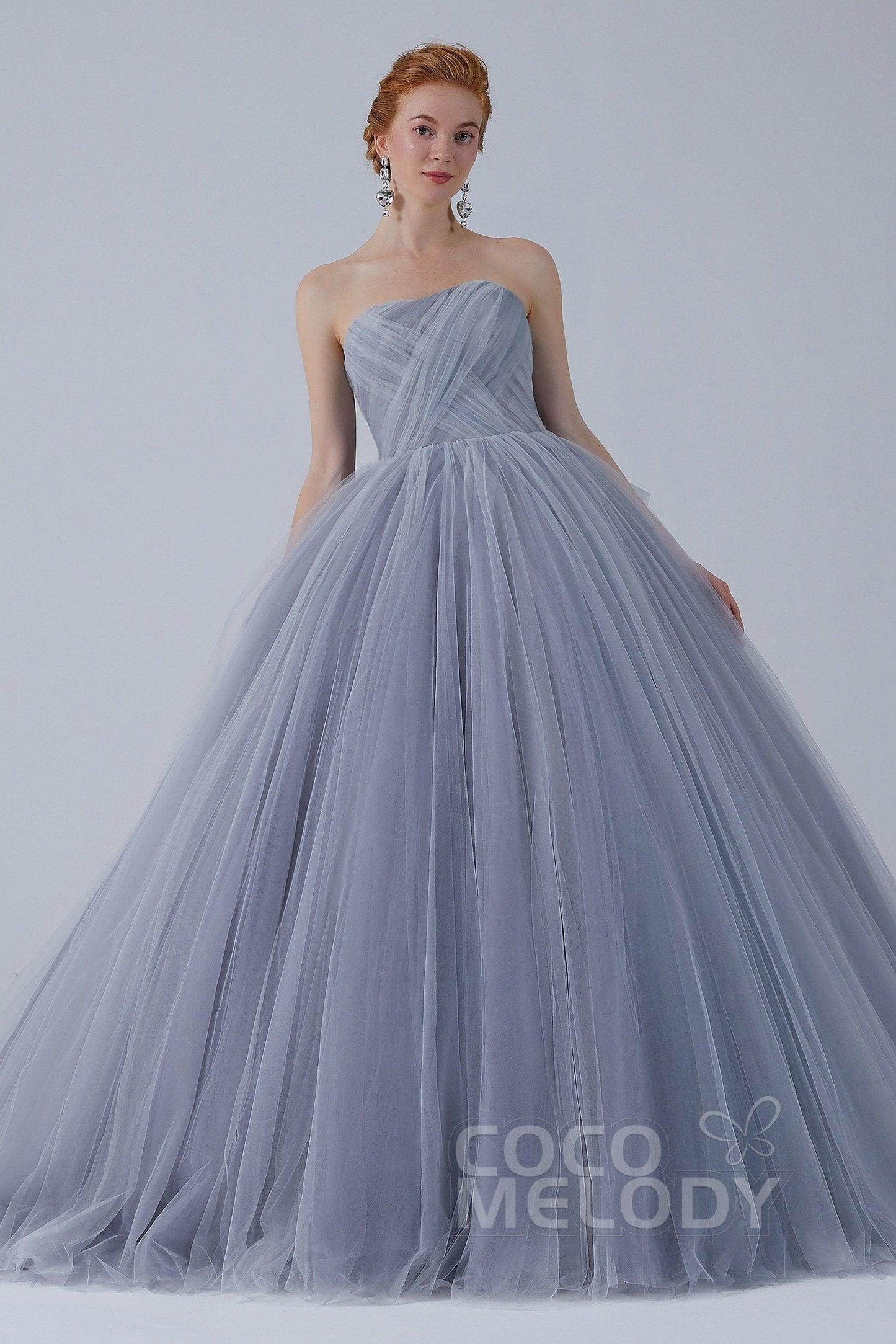 Ball Gown Court Train Tulle Wedding Dress CW2103 - COCOMELODY