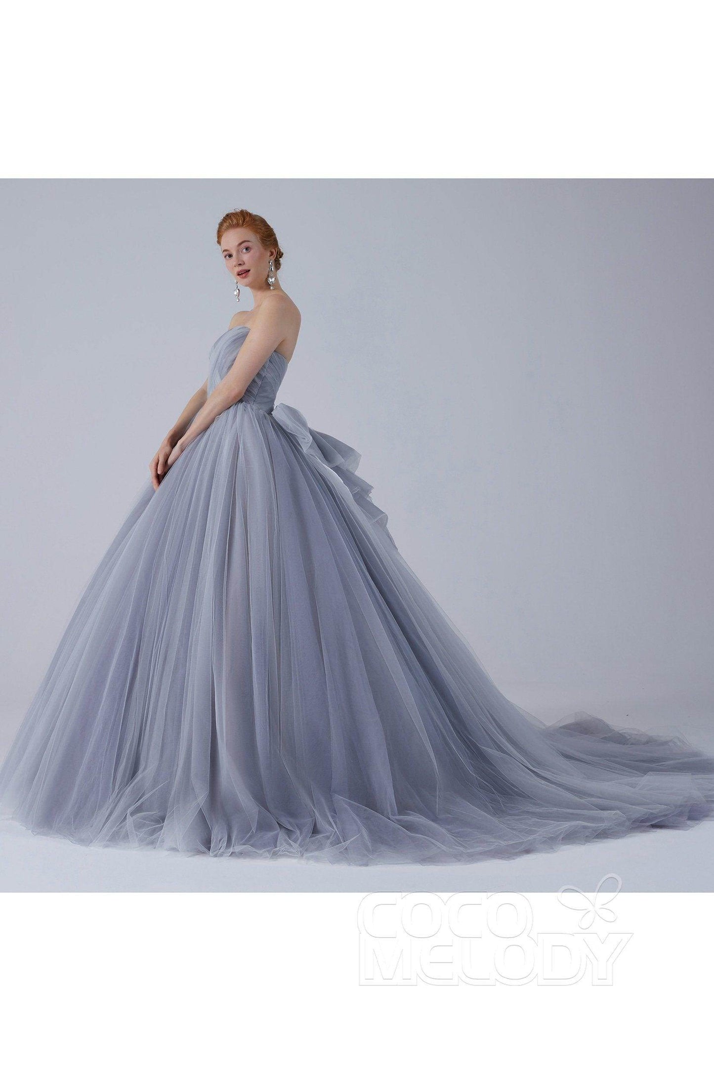 Ball Gown Court Train Tulle Wedding Dress CW2103 - COCOMELODY