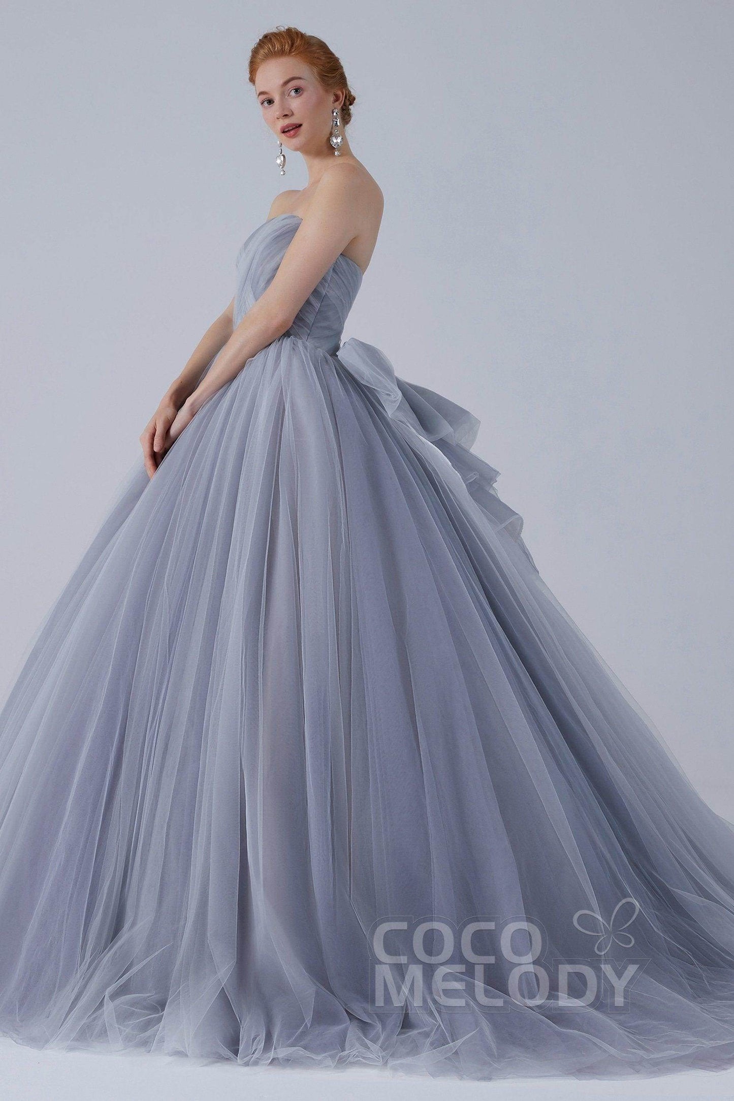 Ball Gown Court Train Tulle Wedding Dress CW2103 - COCOMELODY