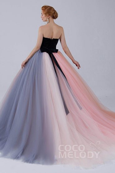 Ball Gown Court Train Tulle Wedding Dress CW2107 - COCOMELODY