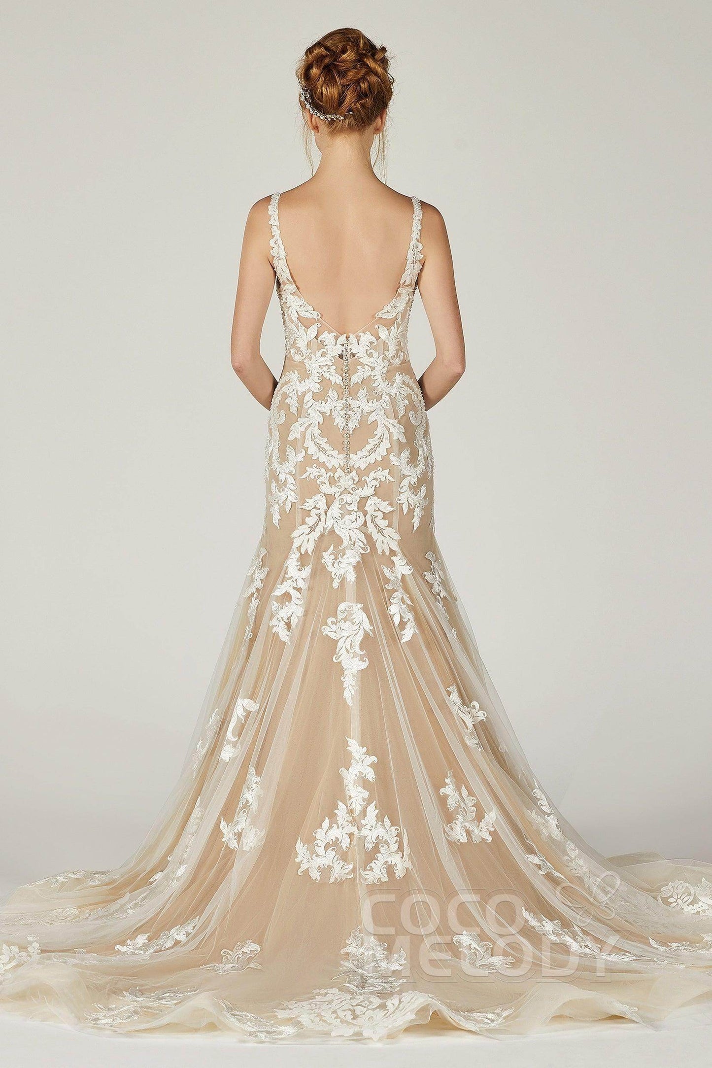 Trumpet-Mermaid Court Train Tulle Wedding Dress CW2123CR - COCOMELODY