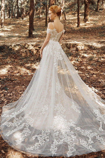 Sheath Court Train Tulle Knitted Fabric Wedding Dress CW2130 - COCOMELODY