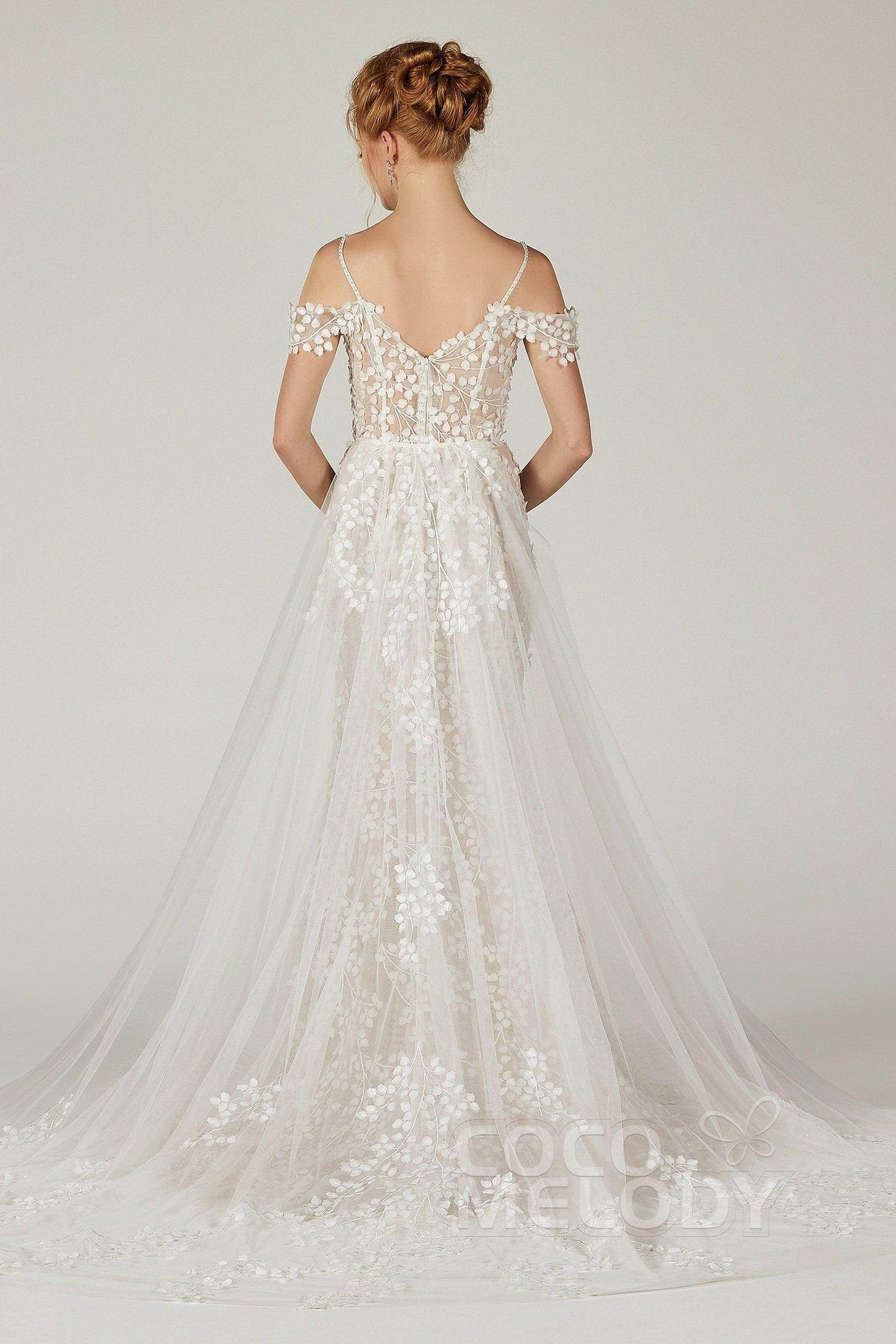 Sheath Court Train Tulle Knitted Fabric Wedding Dress CW2130 - COCOMELODY