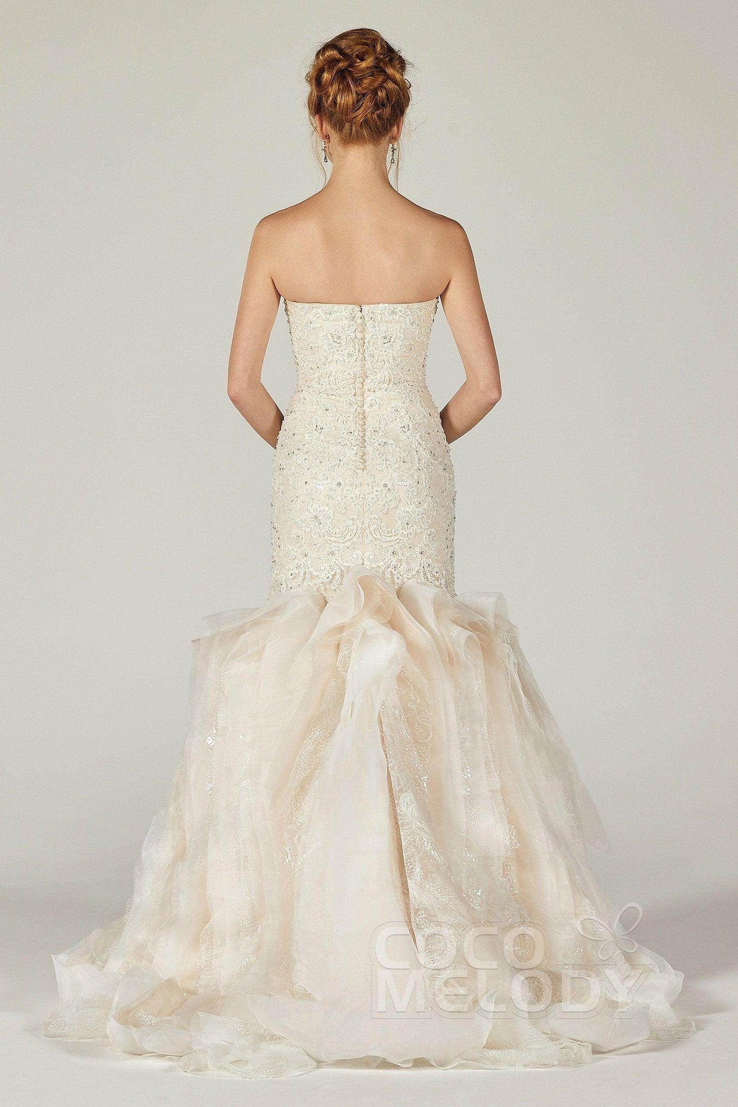 Trumpet-Mermaid Court Train Tulle Satin Wedding Dress CW2133 - COCOMELODY