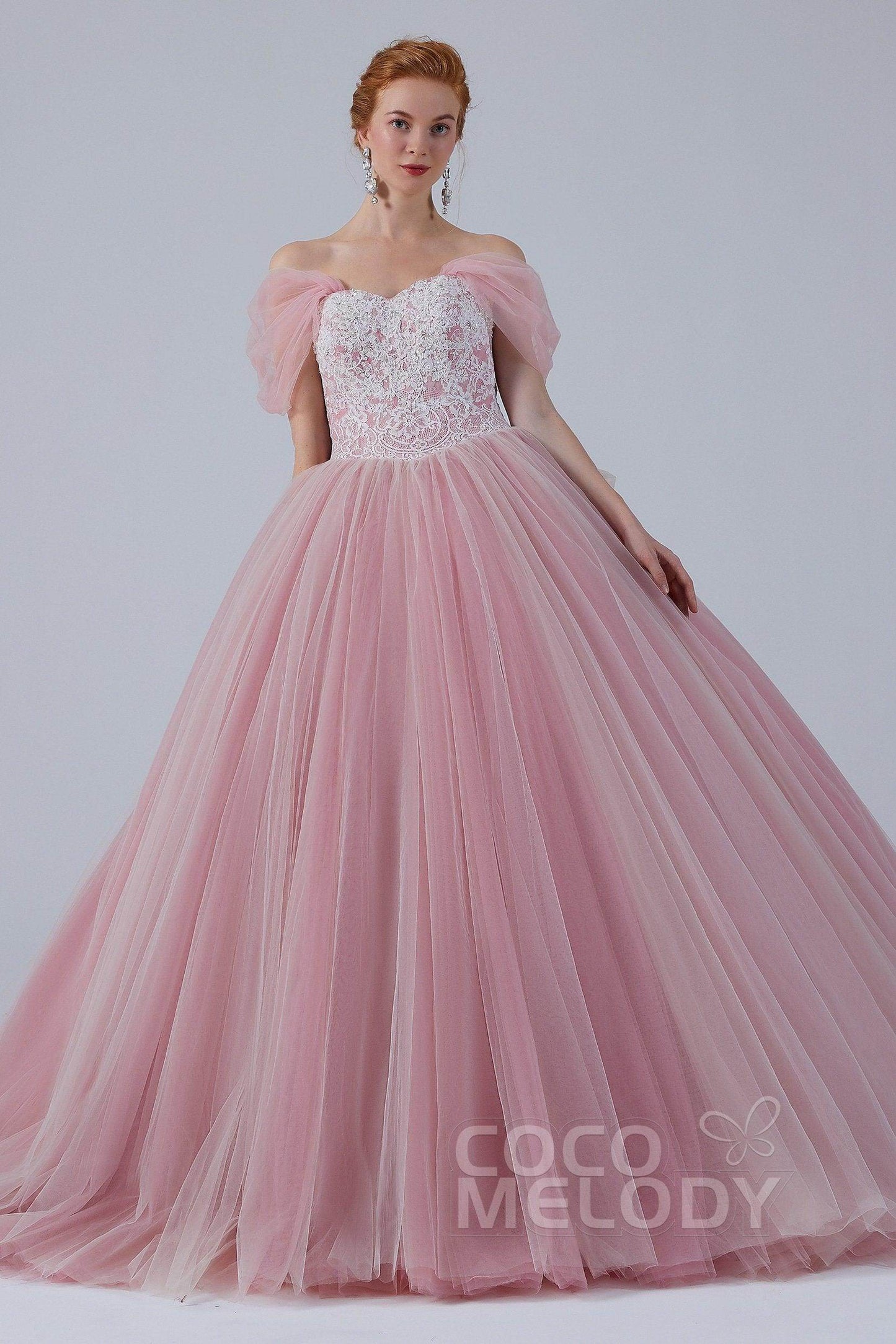 Ball Gown Court Train Tulle Wedding Dress CW2155 - COCOMELODY