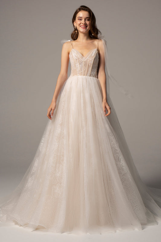 A-Line Court Train Tulle Wedding Dress CW2165