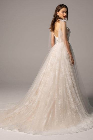 A-Line Court Train Tulle Wedding Dress CW2165 - COCOMELODY