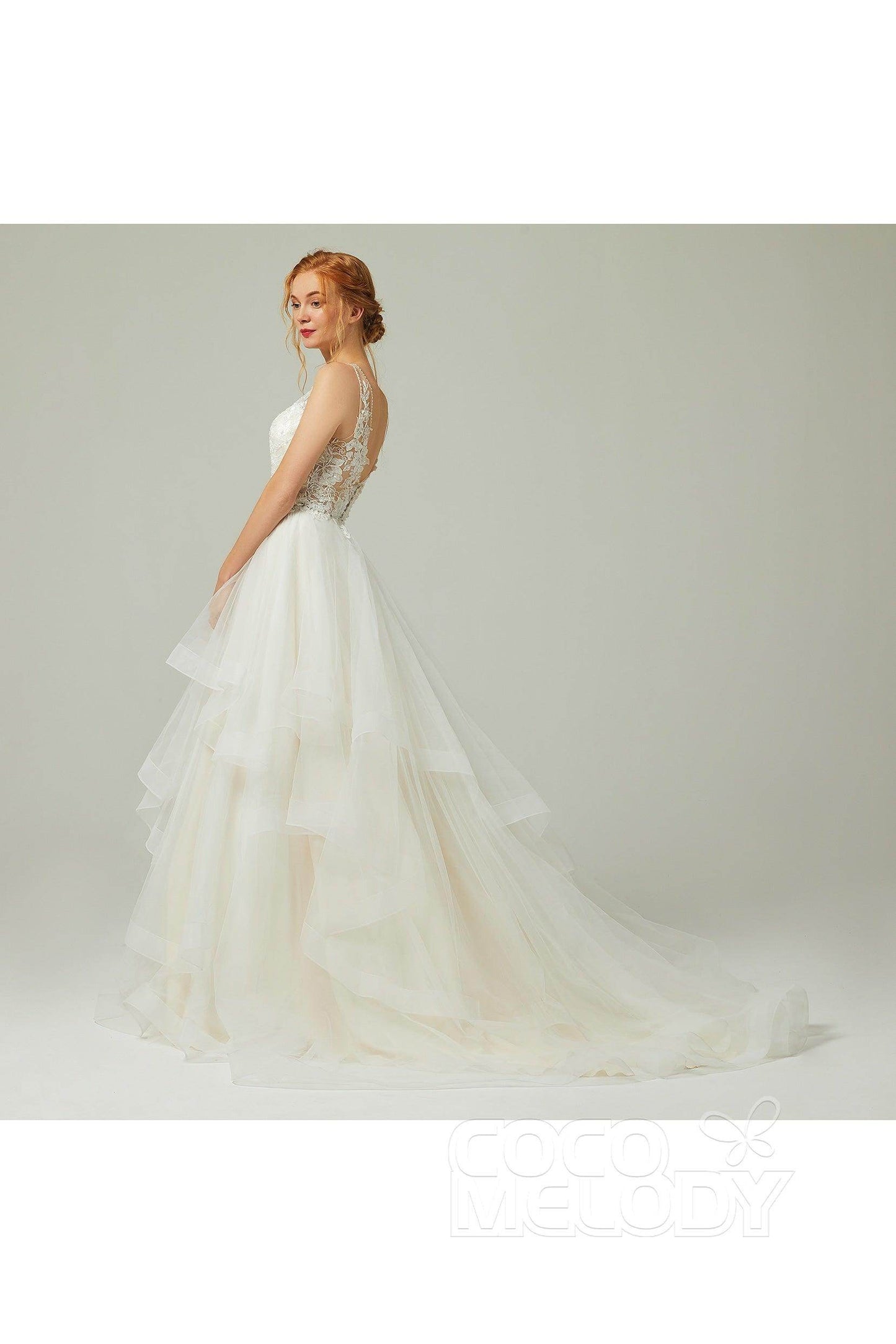 A-Line Court Train Tulle Wedding Dress CW2179 - COCOMELODY