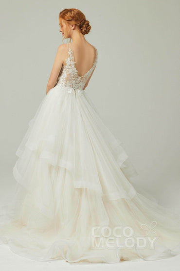 A-Line Court Train Tulle Wedding Dress CW2179 - COCOMELODY