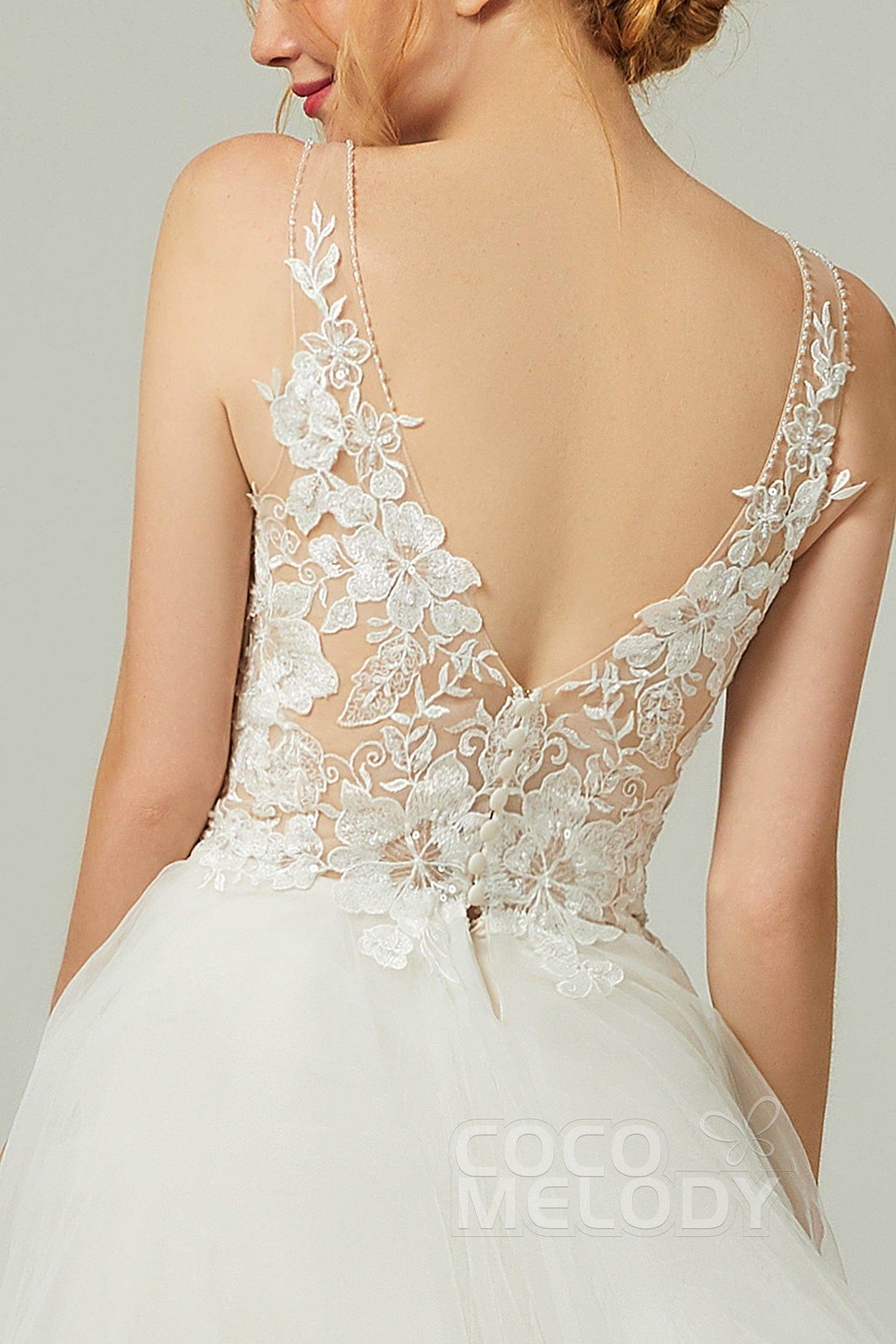 A-Line Court Train Tulle Wedding Dress CW2179 - COCOMELODY
