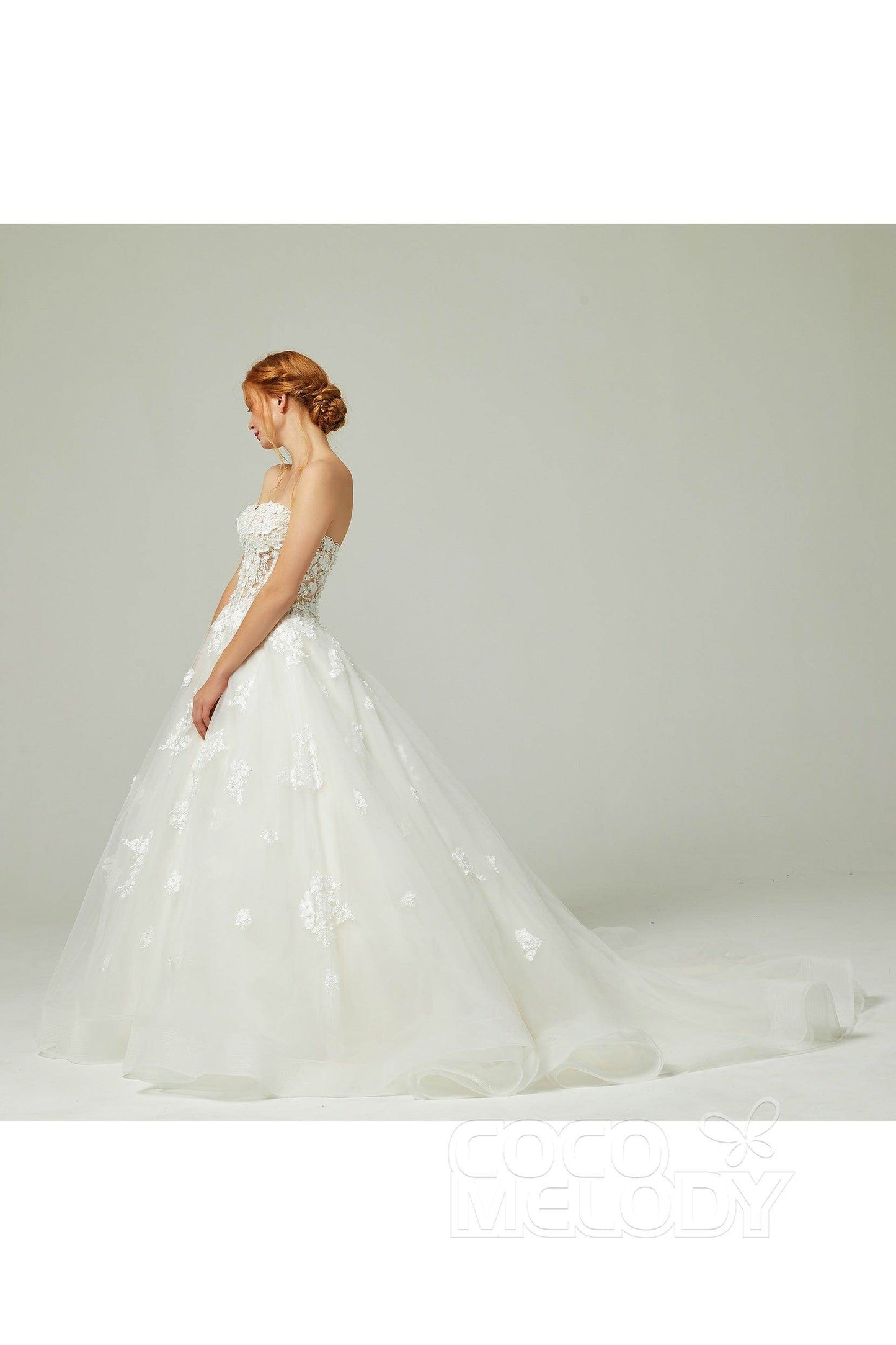 A-Line Court Train Tulle Wedding Dress CW2200 - COCOMELODY