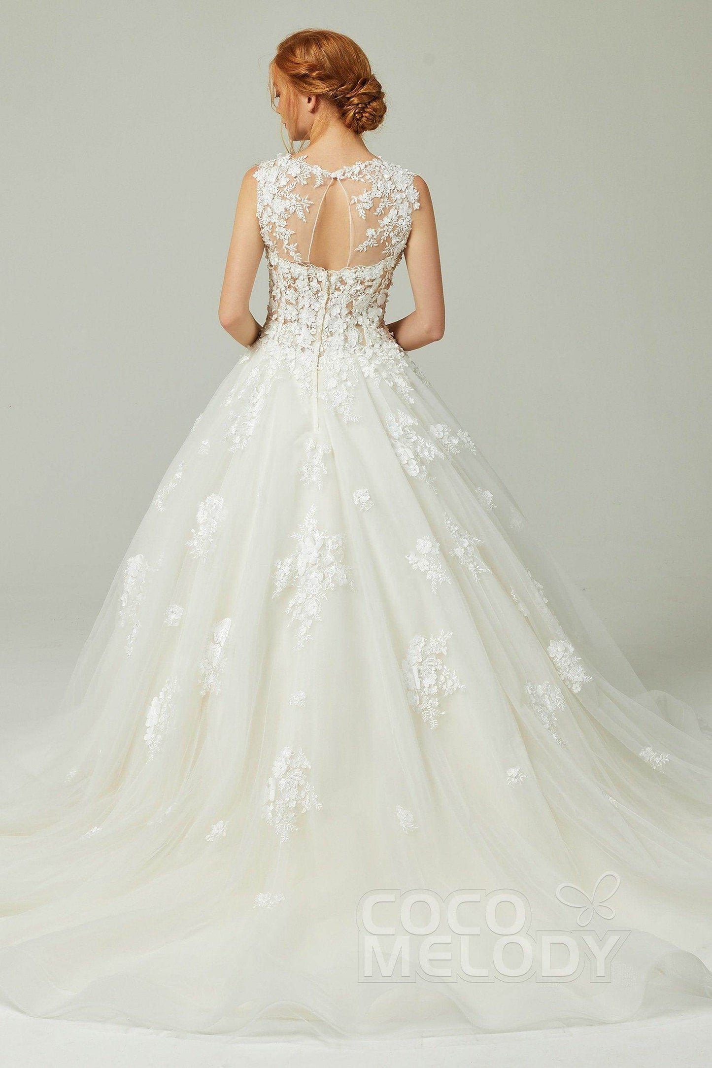 A-Line Court Train Tulle Wedding Dress CW2200 - COCOMELODY
