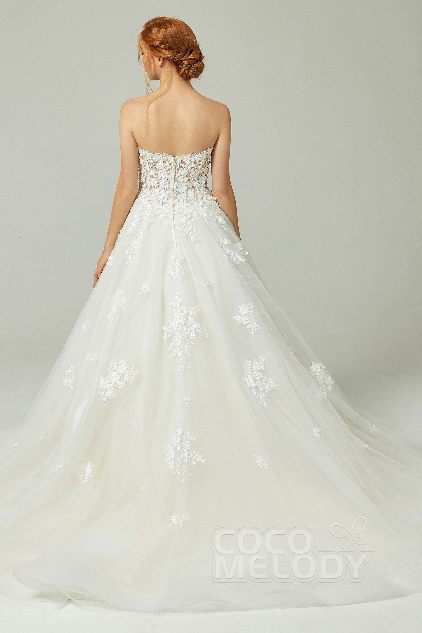 A-Line Court Train Tulle Wedding Dress CW2200 - COCOMELODY