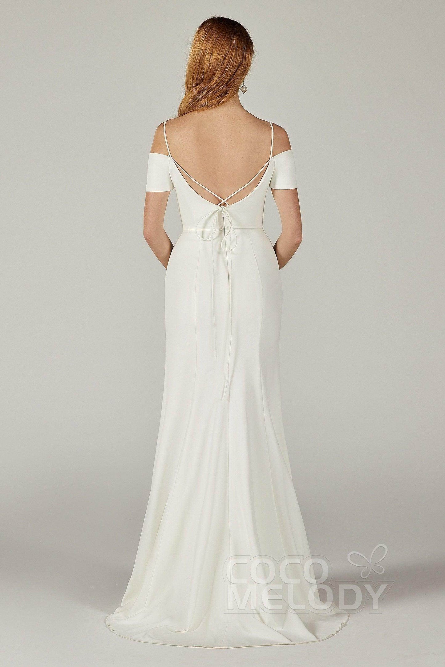Trumpet Sweep Train Elastic Fabric Wedding Dress CW2215 - COCOMELODY
