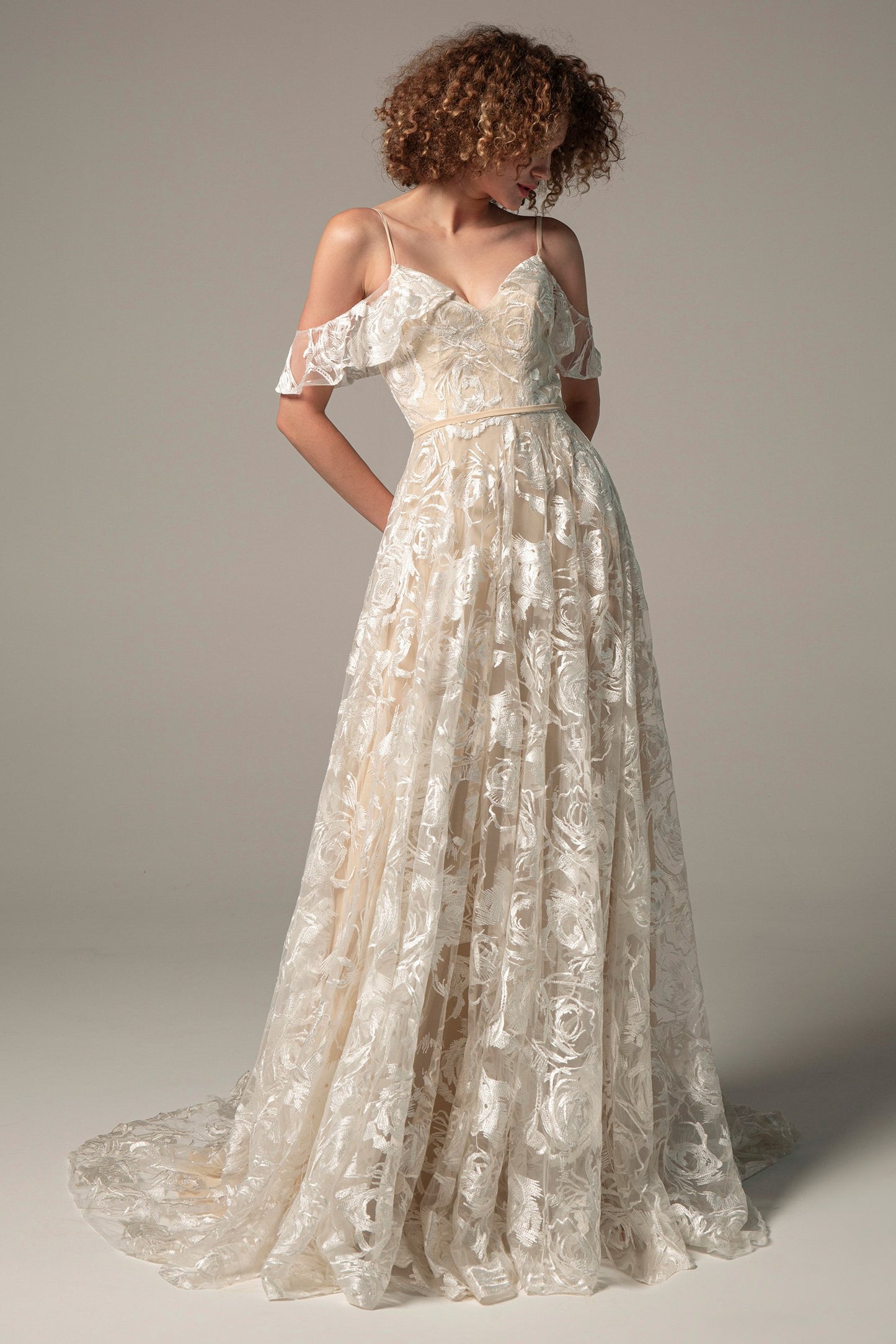 A-Line Court Train Lace Wedding Dress CW2224