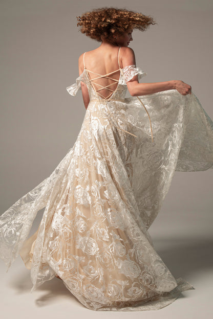 A-Line Court Train Lace Wedding Dress CW2224