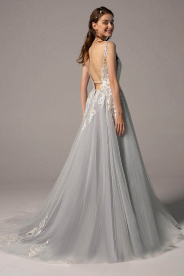 A-Line Court Train Tulle Wedding Dress CW2237 - COCOMELODY