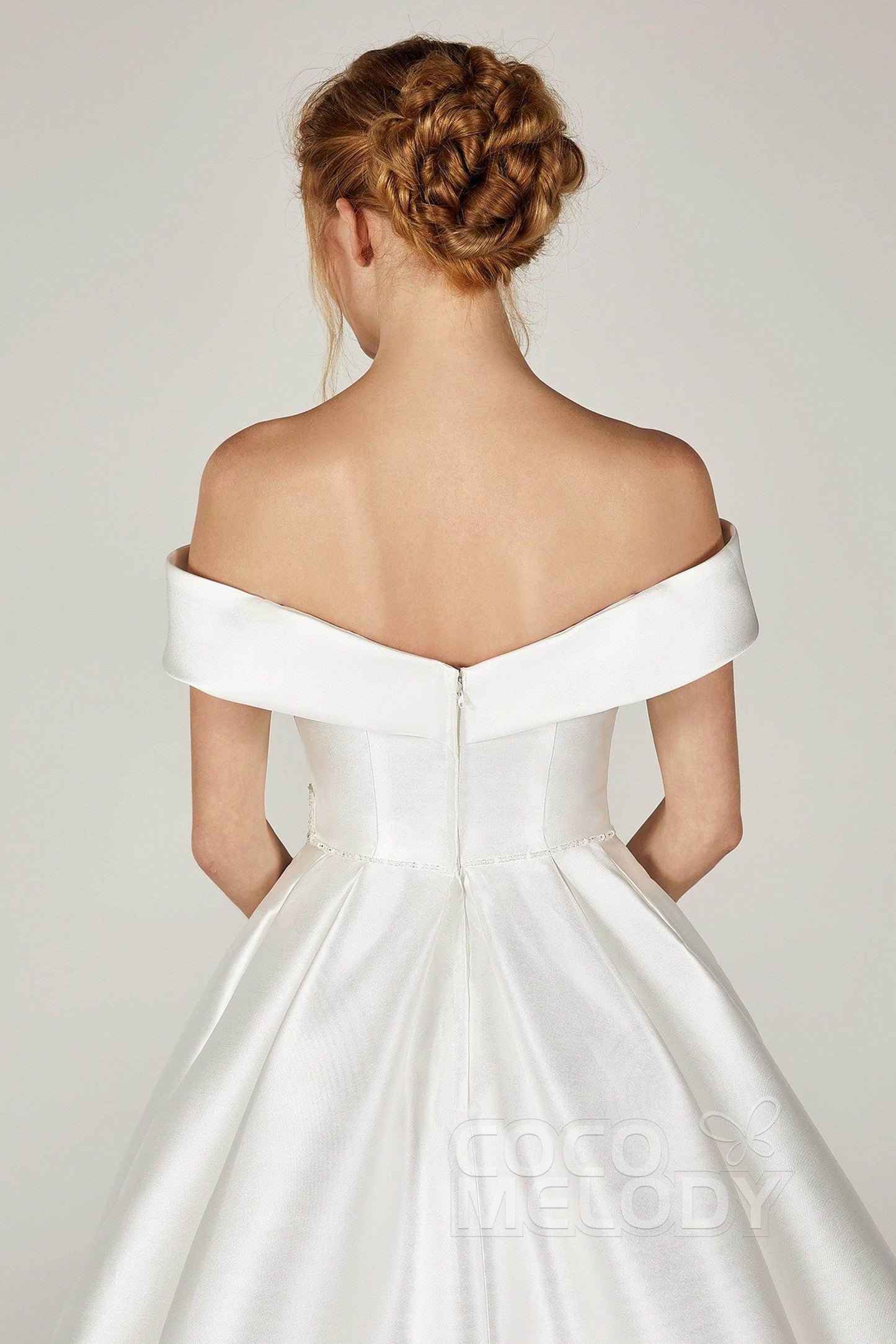 A-Line Court Train Mikado Wedding Dress CW2289 - COCOMELODY