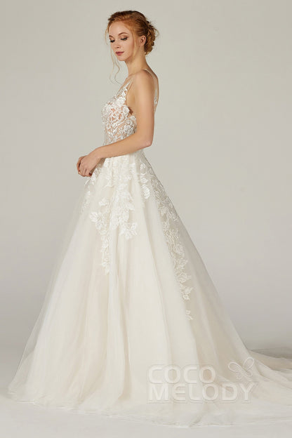 A-Line Court Train Tulle Wedding Dress CW2290