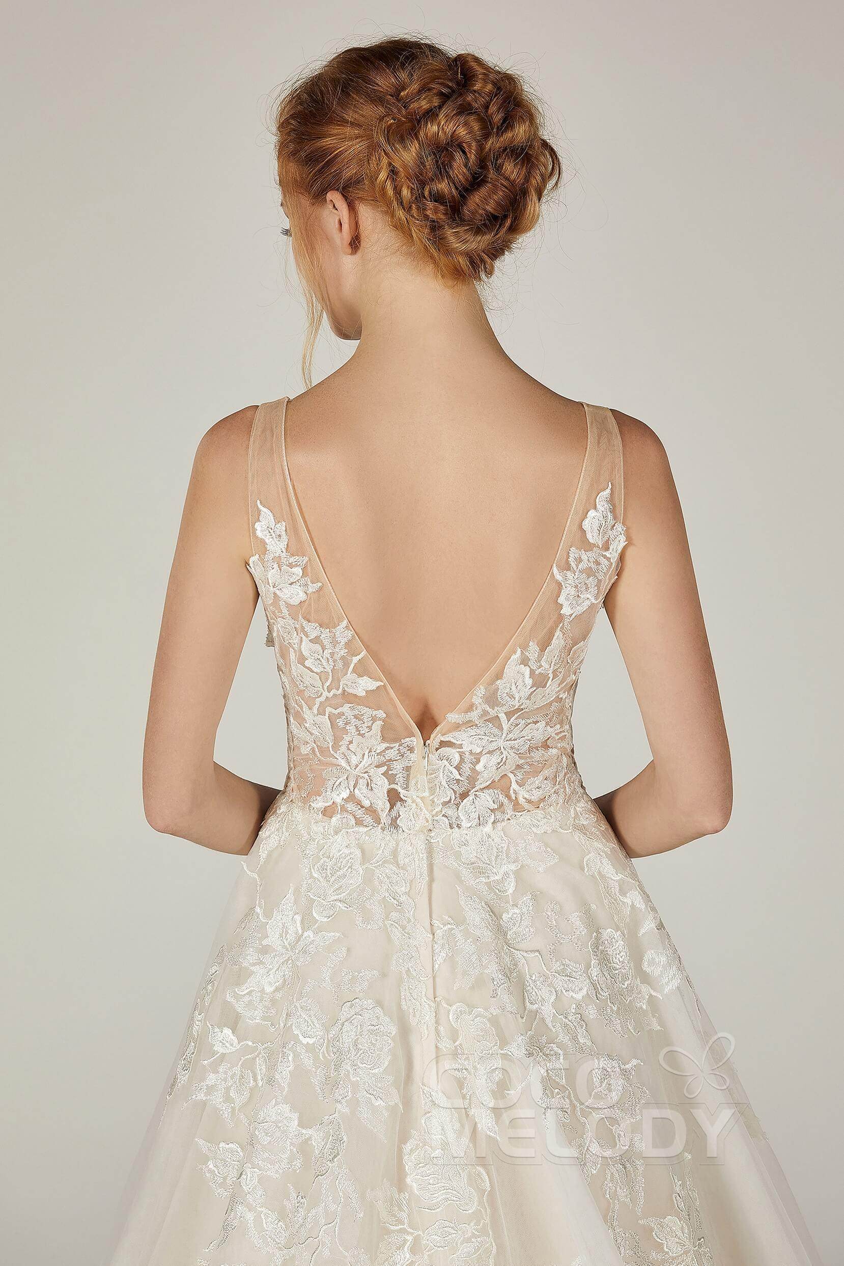 A-Line Court Train Tulle Wedding Dress CW2290CR - COCOMELODY