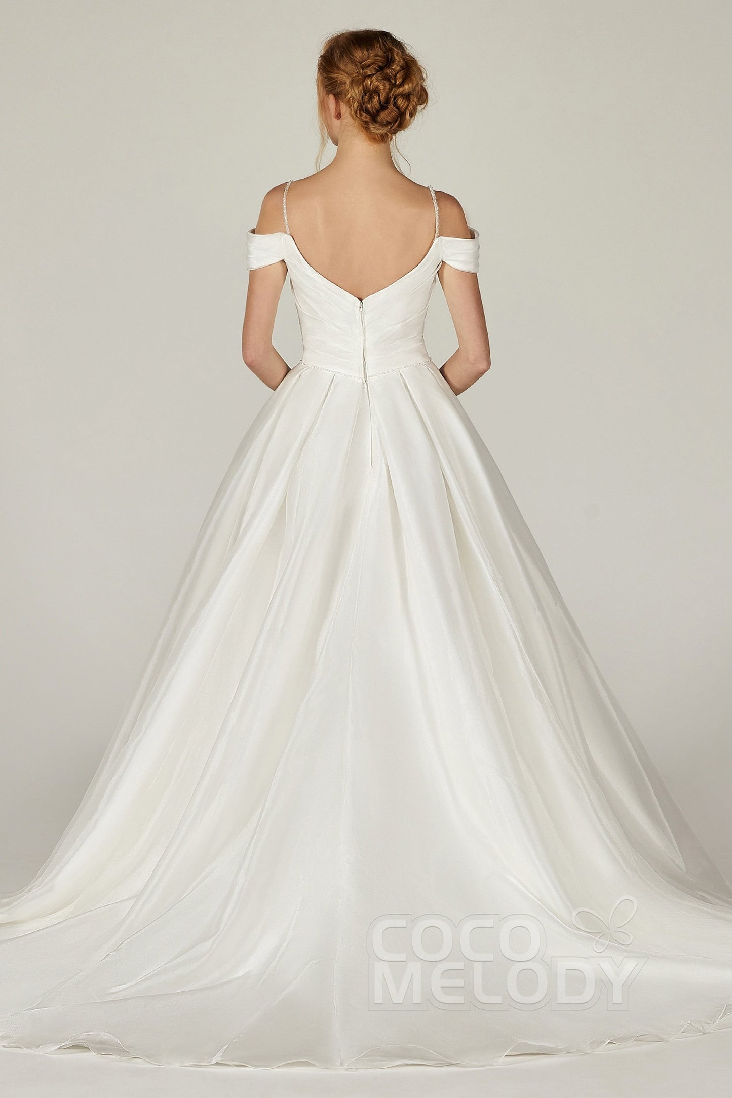 A-Line Court Train Organza and Satin Wedding Dress CW2291