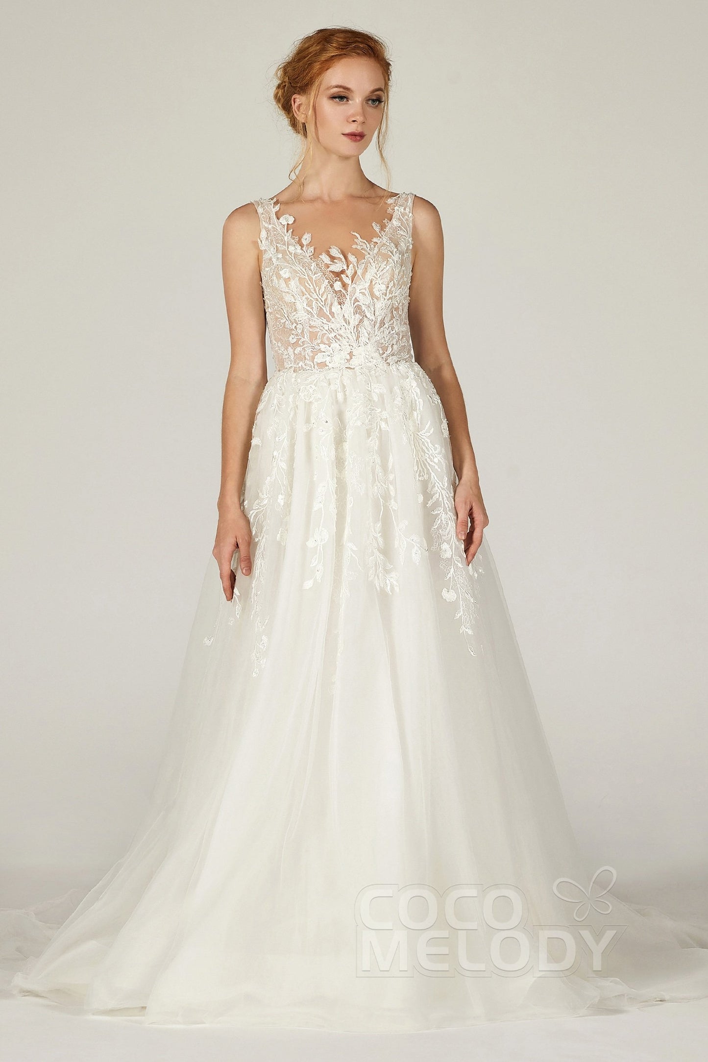 A-Line Court Train Tulle and Organza Wedding Dress CW2294