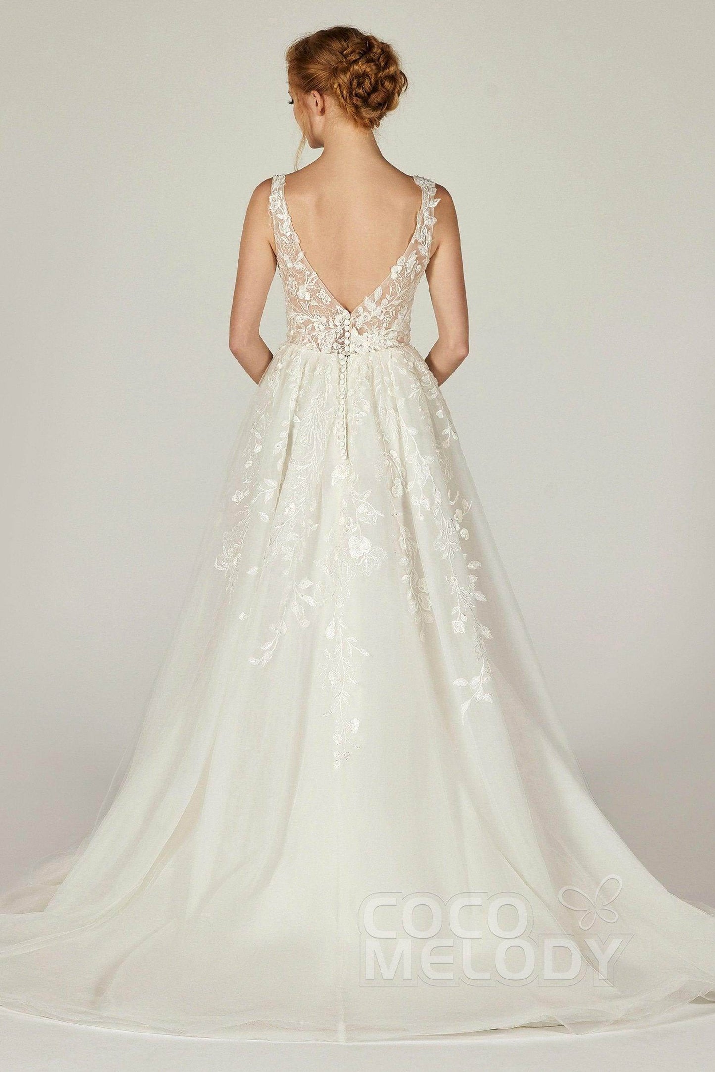 A-Line Court Train Tulle and Organza Wedding Dress CW2294 - COCOMELODY