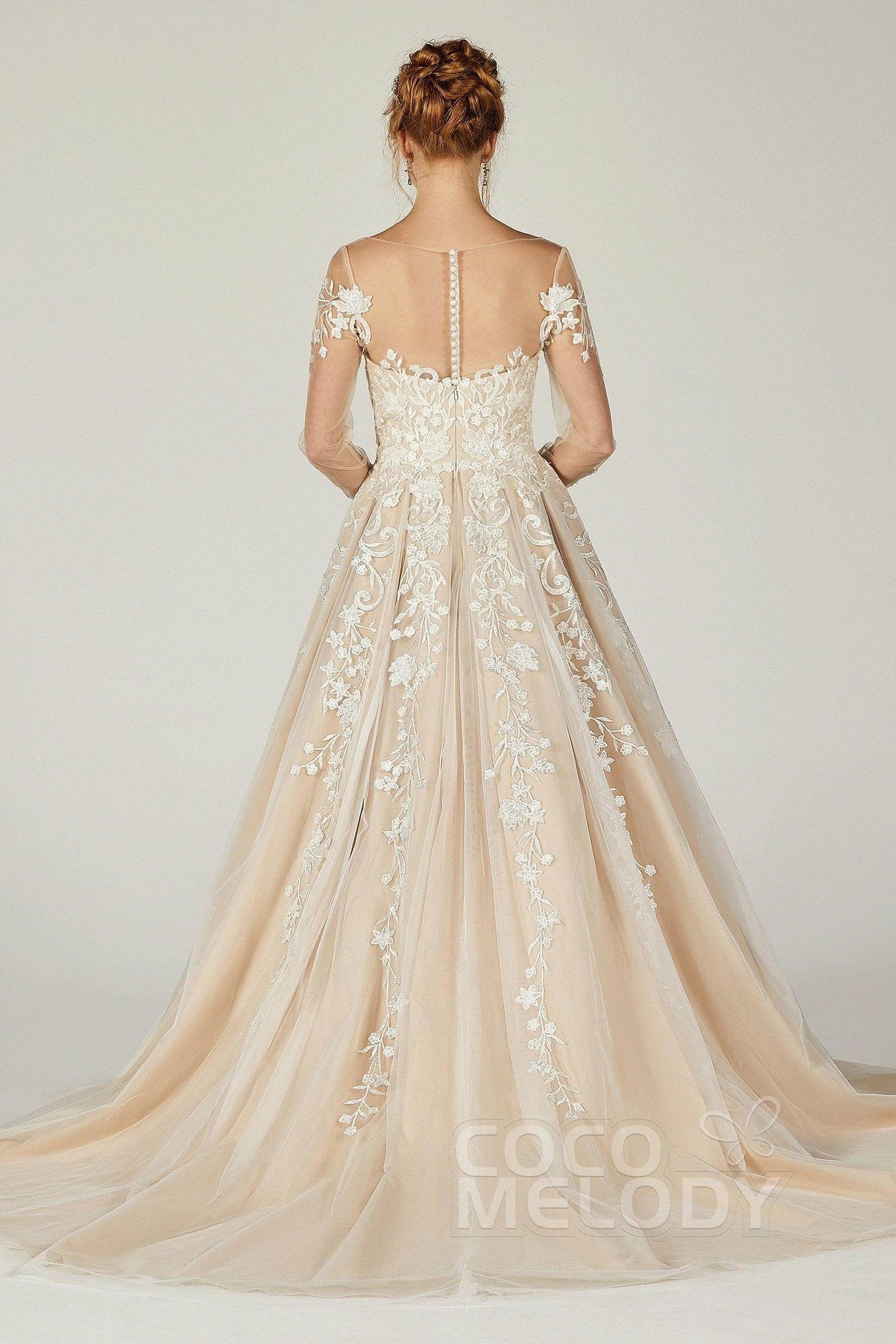 A-Line Court Train Tulle Wedding Dress CW2299 - COCOMELODY