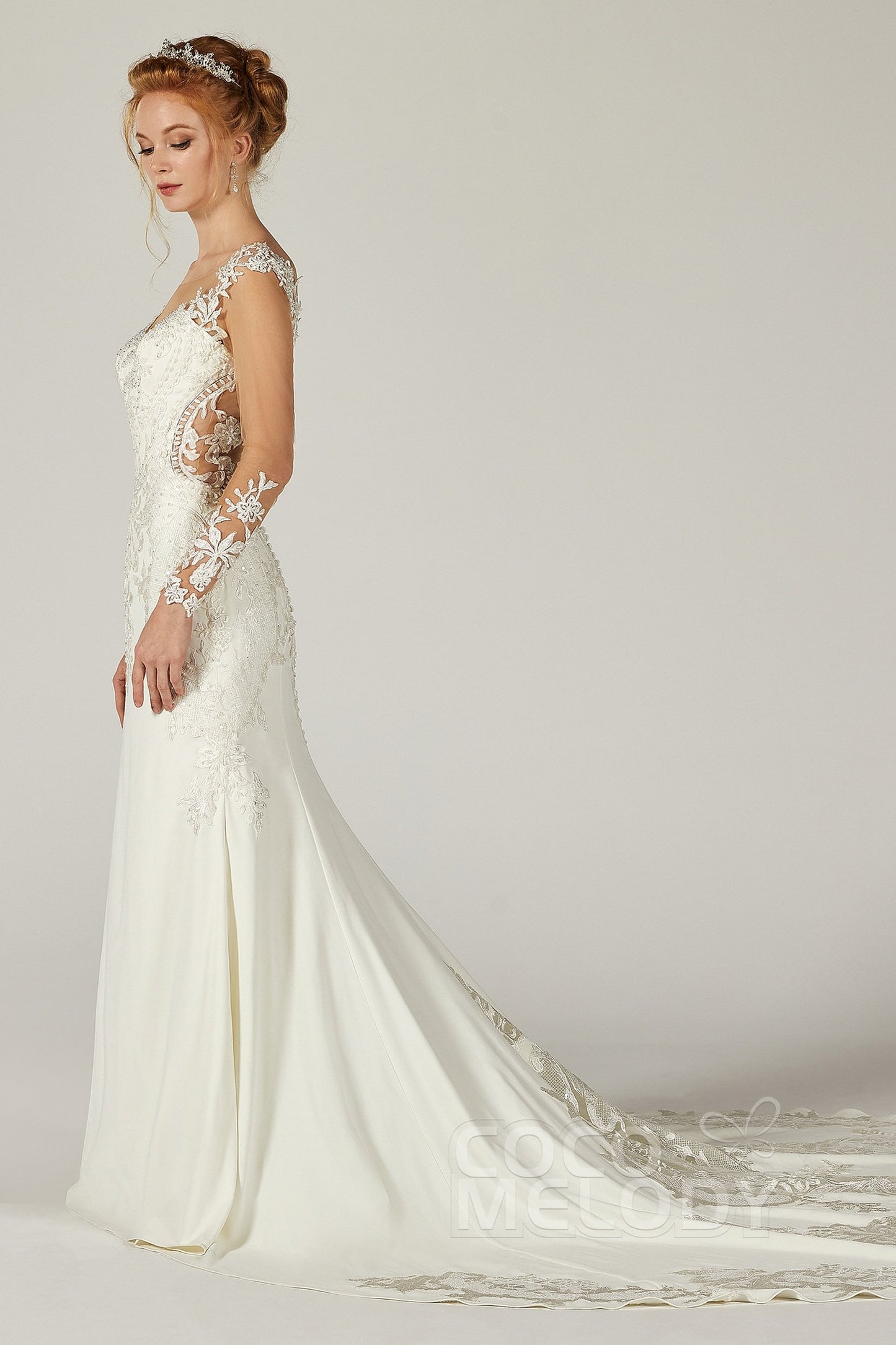 Trumpet-Mermaid Chapel Train Satin Wedding Dress CW2302