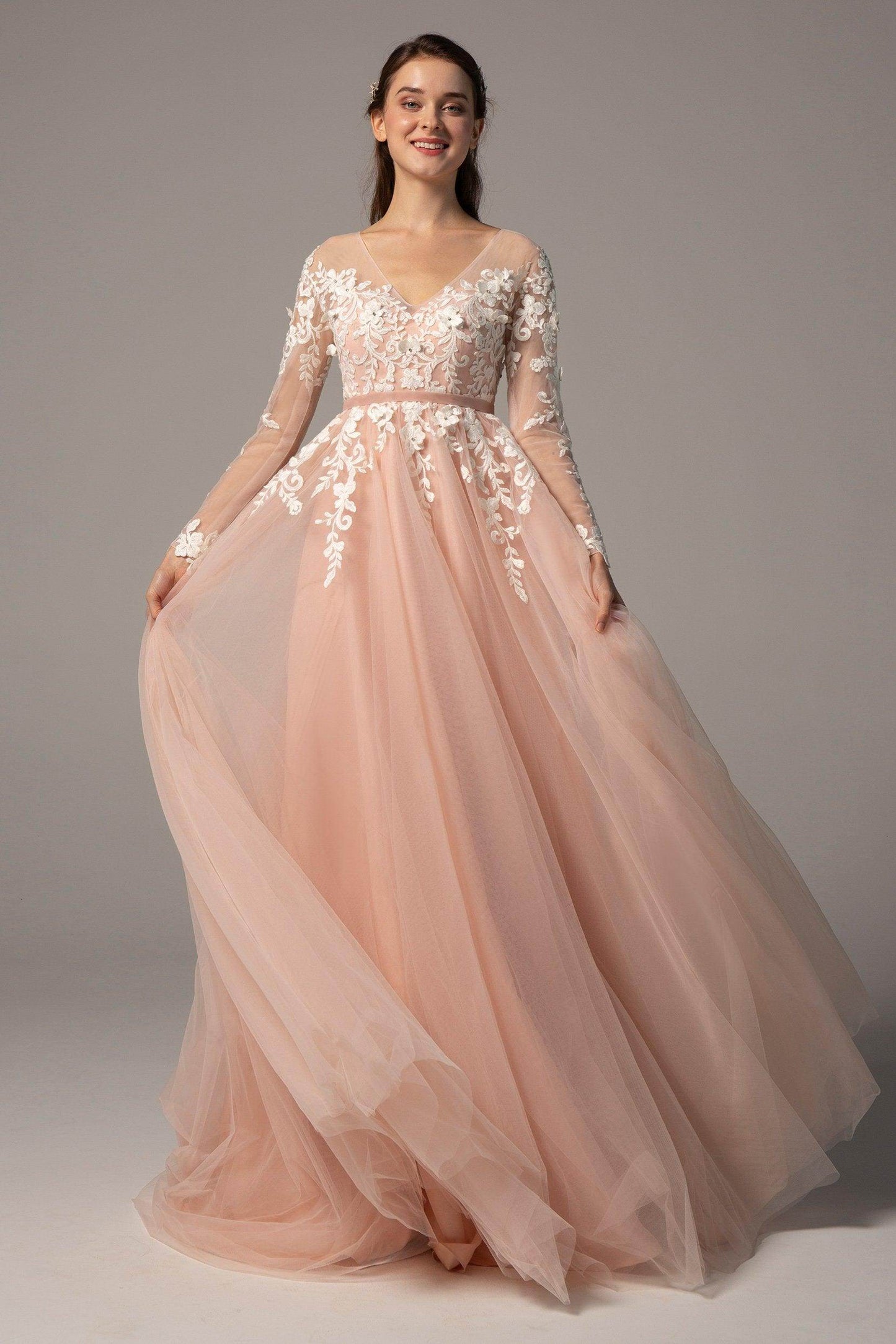 A-Line Court Train Tulle Wedding Dress CW2326 - COCOMELODY