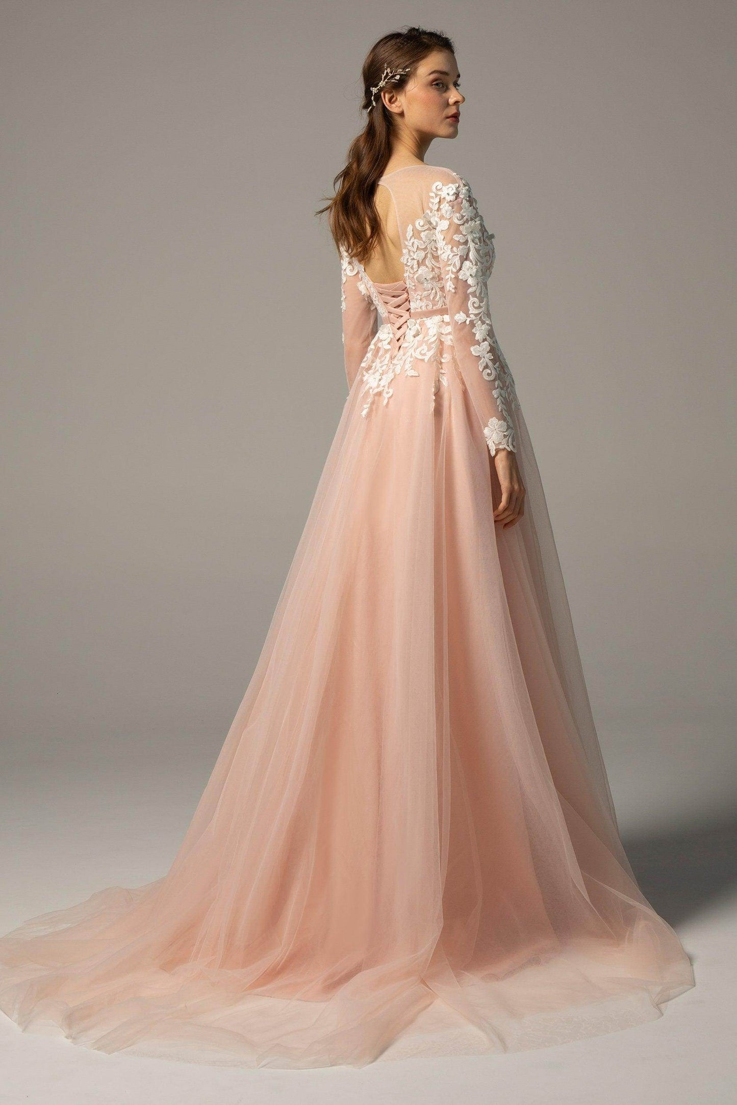 A-Line Court Train Tulle Wedding Dress CW2326 - COCOMELODY