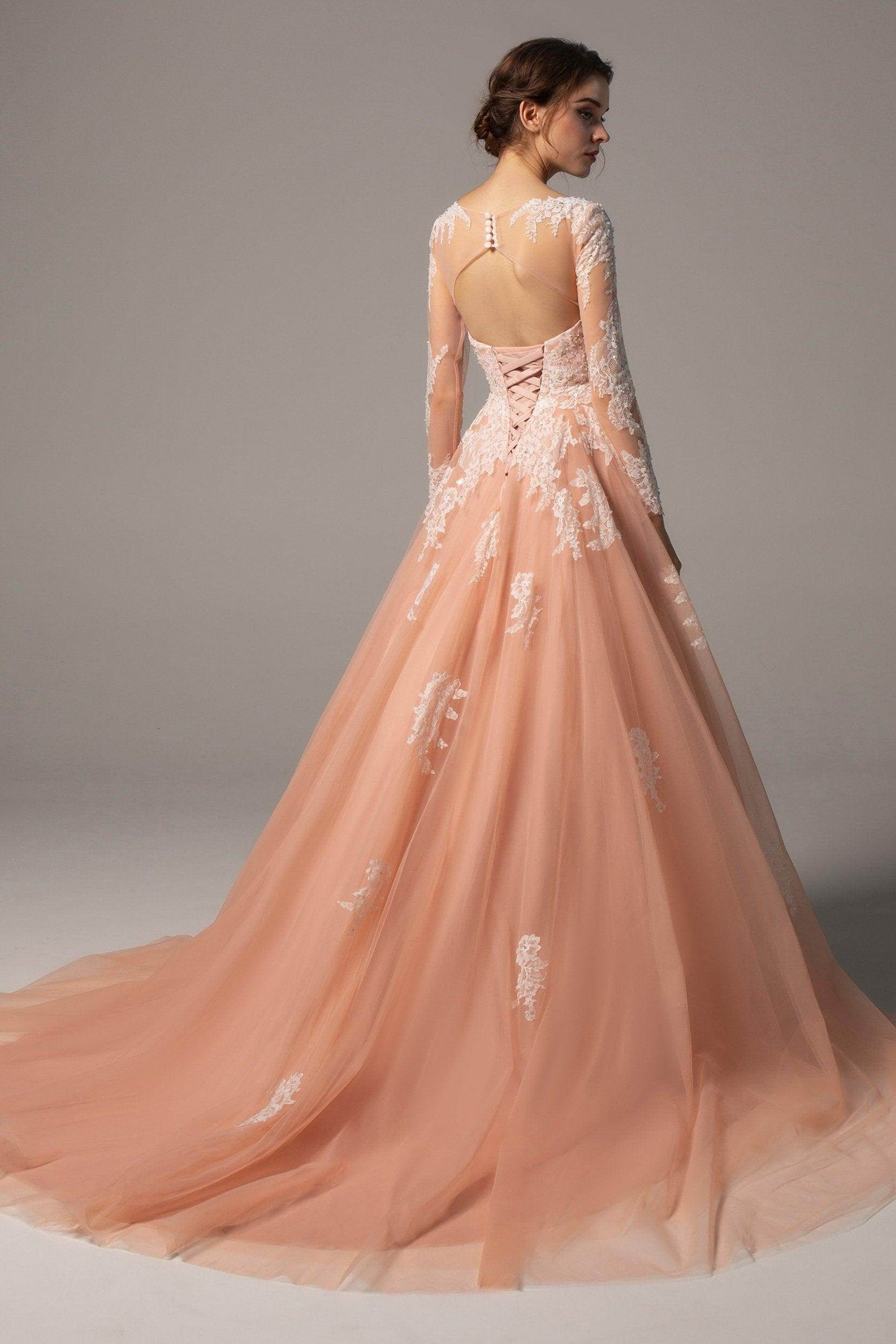 A-Line Court Train Tulle Wedding Dress CW2337 - COCOMELODY