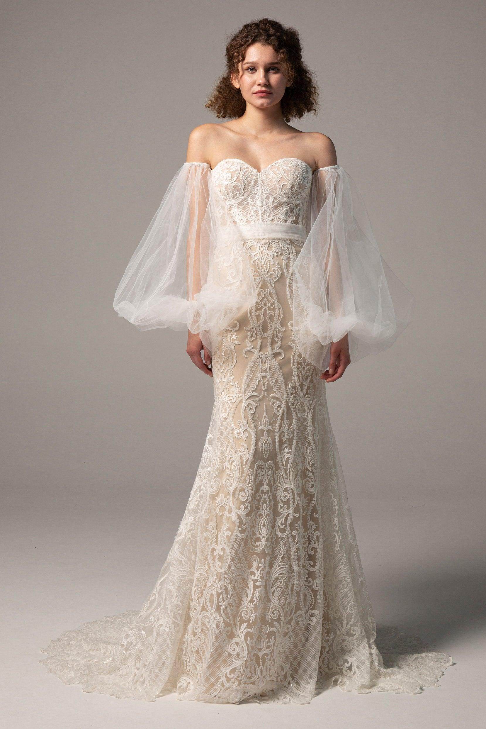 Trumpet Sweetheart Court Train Lace Knitted Fabric Wedding Dress COCOMELODY CW2349, 45 Days / As Picture:Ivory/Nude / Custom Size Trumpet Sweetheart Court Train Lace Knitted Fabric Wedding Dress COCOMELODY CW2349, 45 Days / As Picture:Ivory/Nude / Custom Size